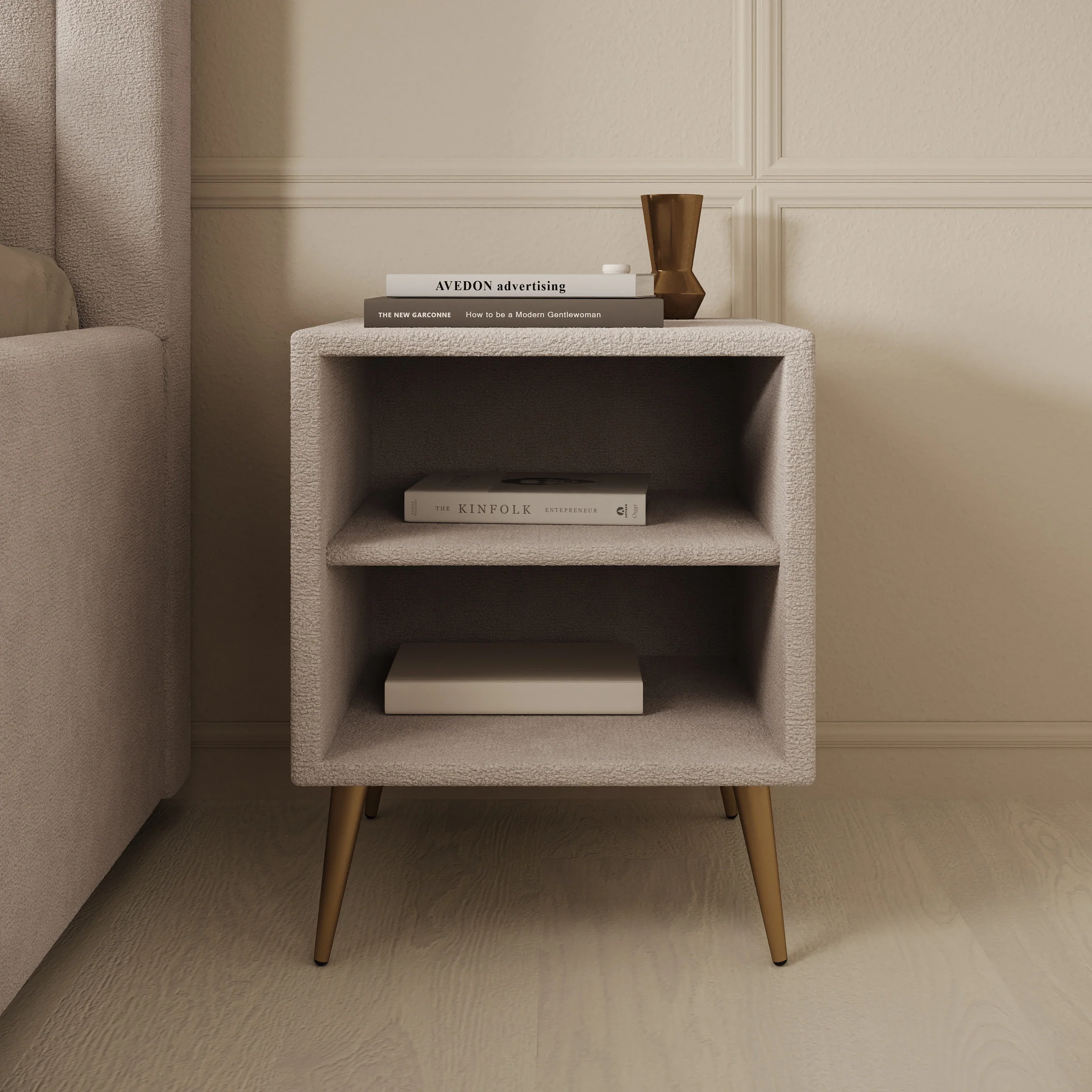 Bavira - Nachtkastje - Stof beige - 41x41x54 cm - Image 2