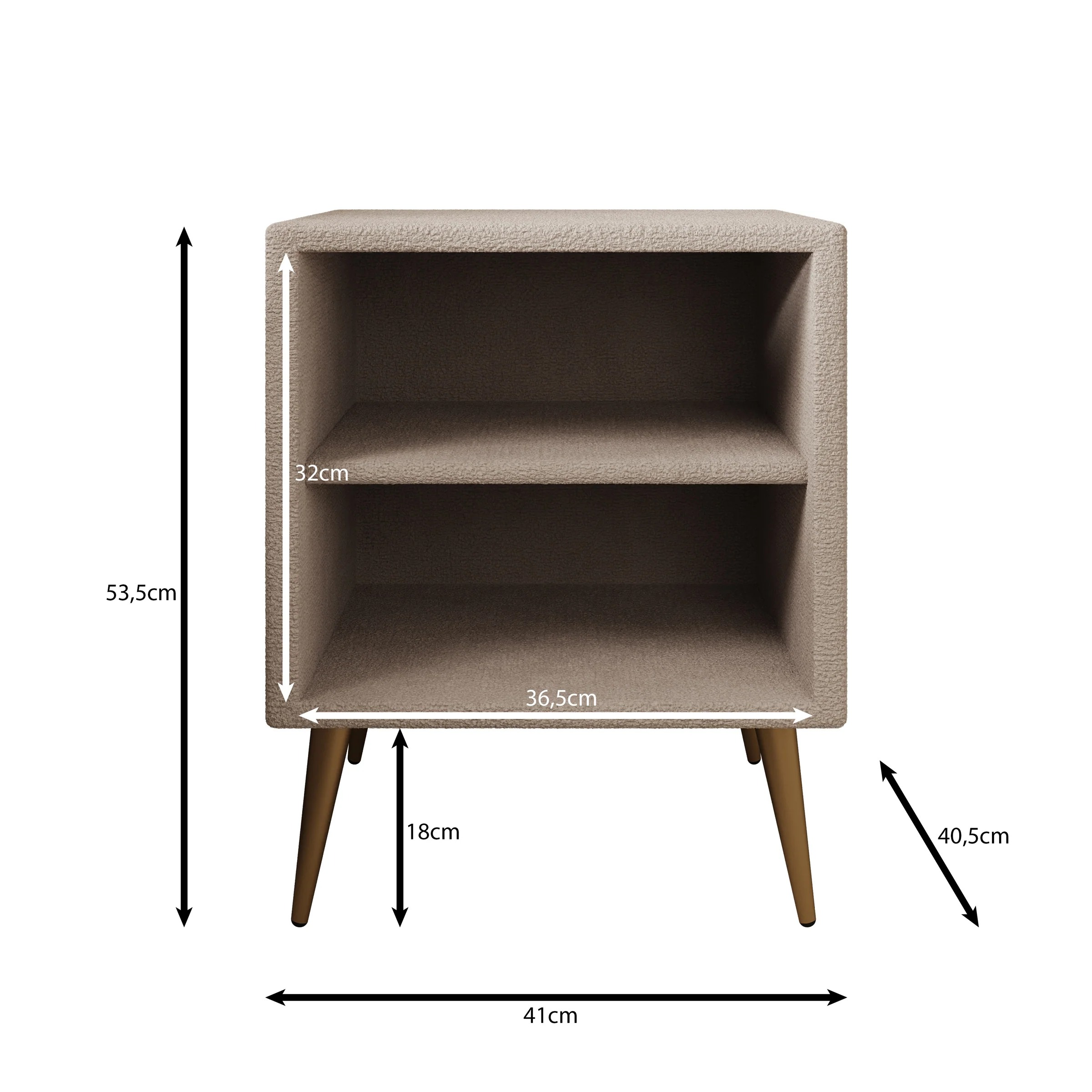 Bavira - Nachtkastje - Stof beige - 41x41x54 cm - Image 4