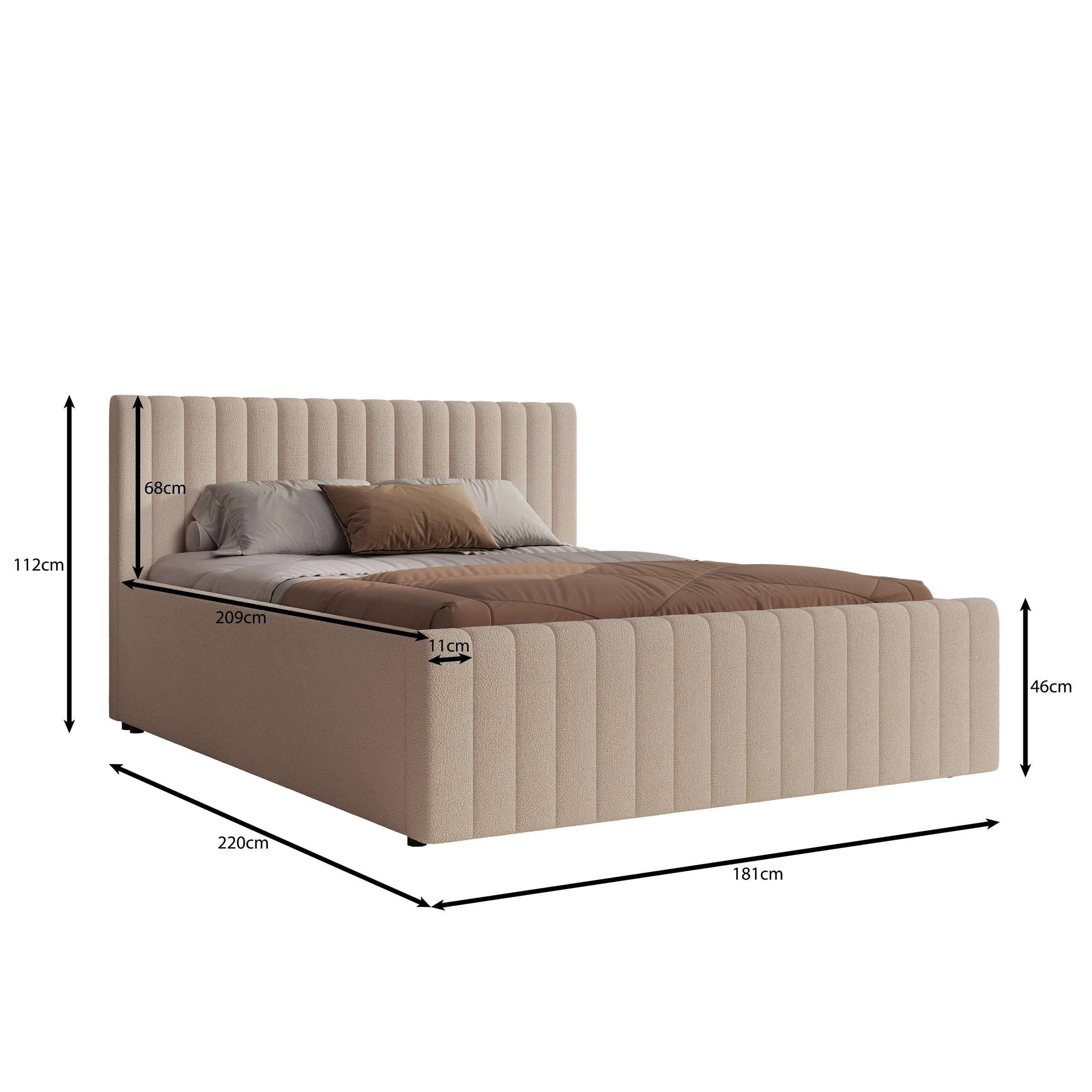 Bavira - Tweepersoonsbed met opbergruimte - Stof beige - 160x200 cm - Image 5