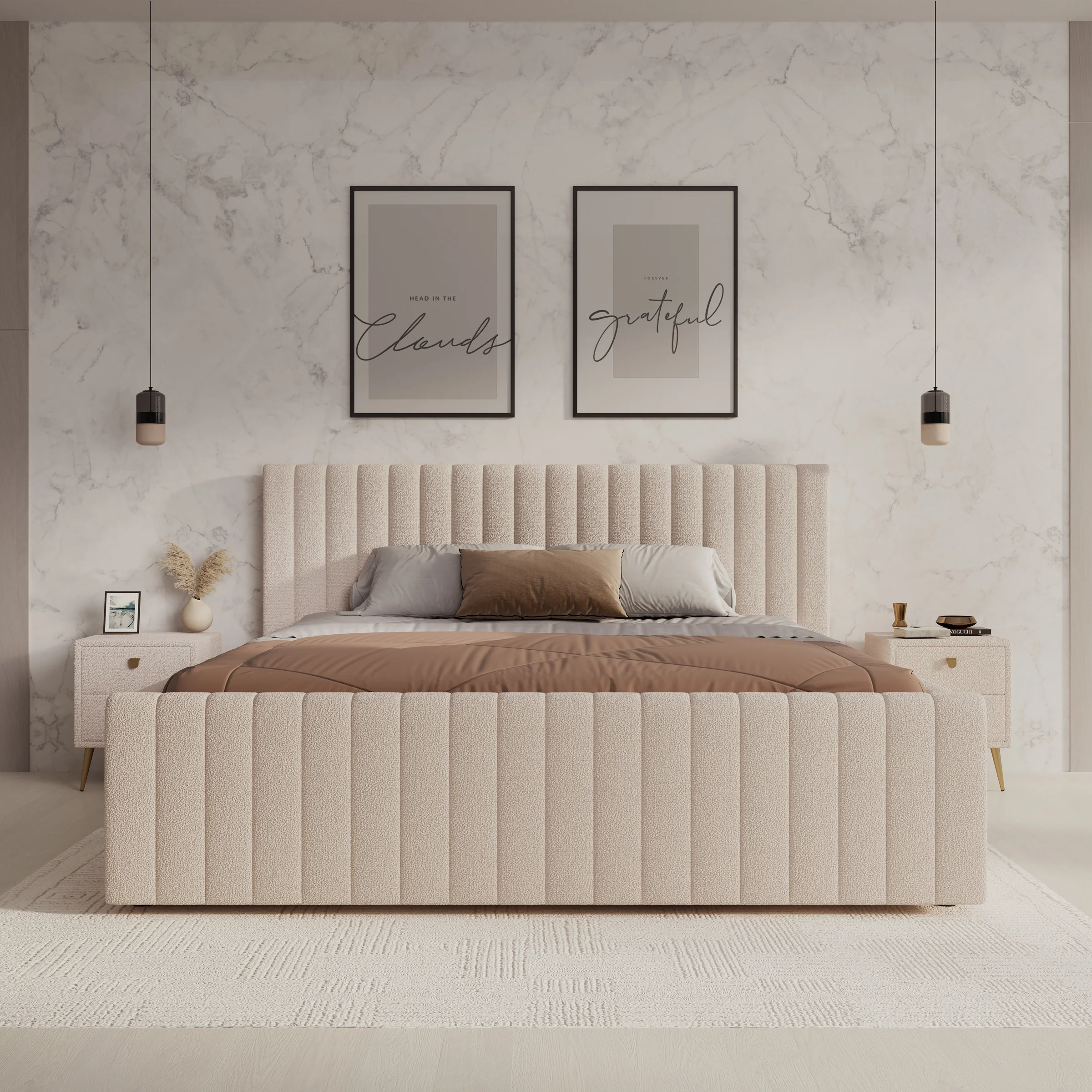 Bavira - Tweepersoonsbed met opbergruimte - Stof beige - 180x200 cm - Image 3