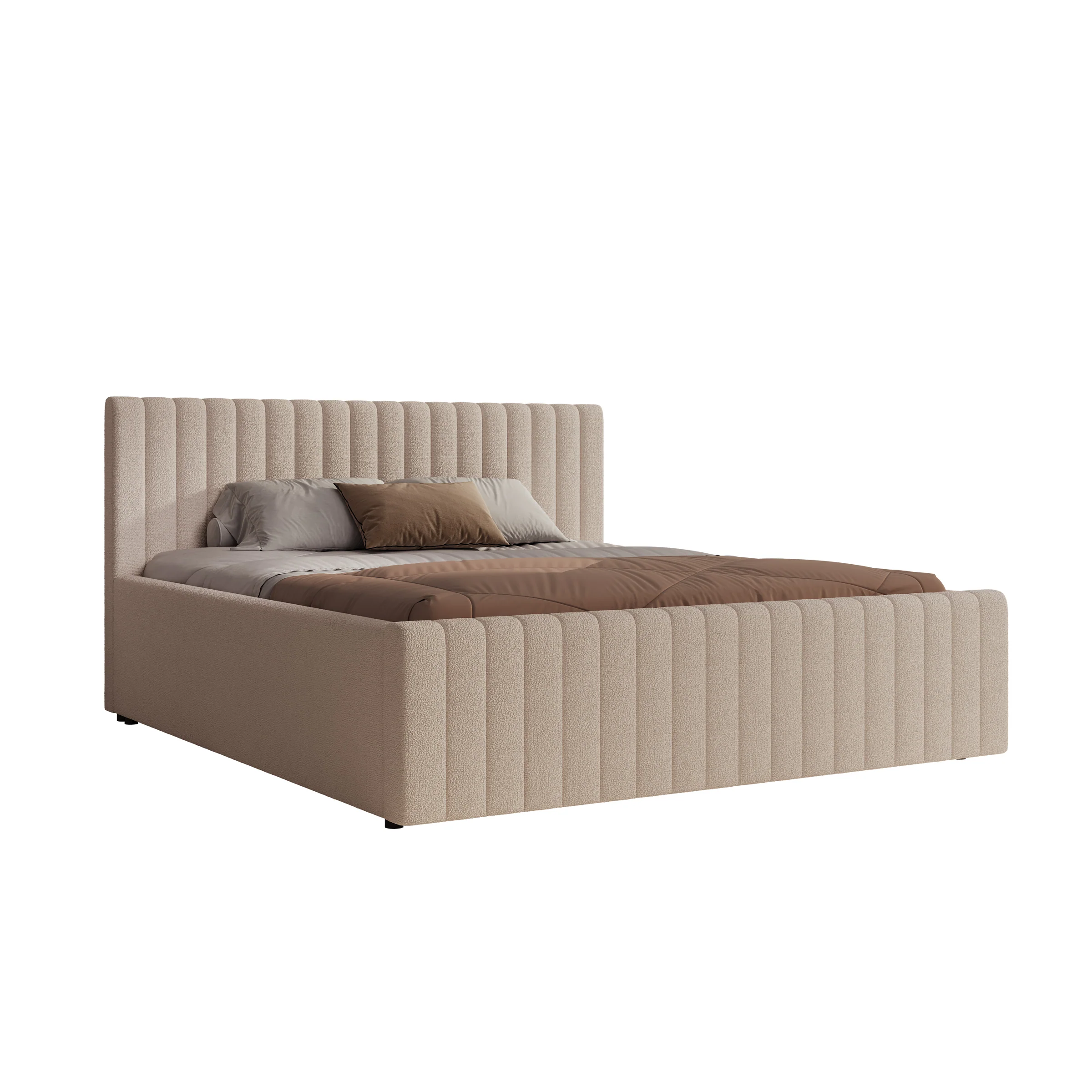 Bavira - Tweepersoonsbed met opbergruimte - Stof beige - 180x200 cm - Image 6