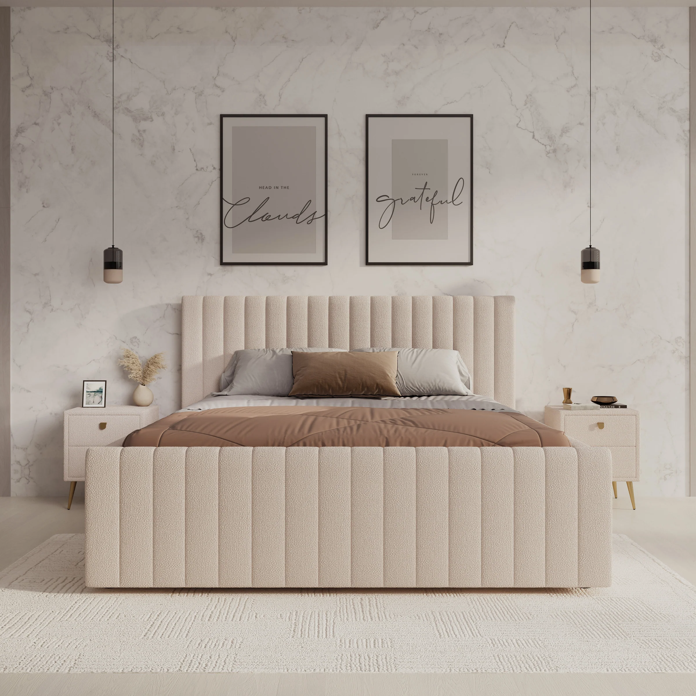 Bavira - Tweepersoonsbed - Stof beige - 160x200 cm - Image 2