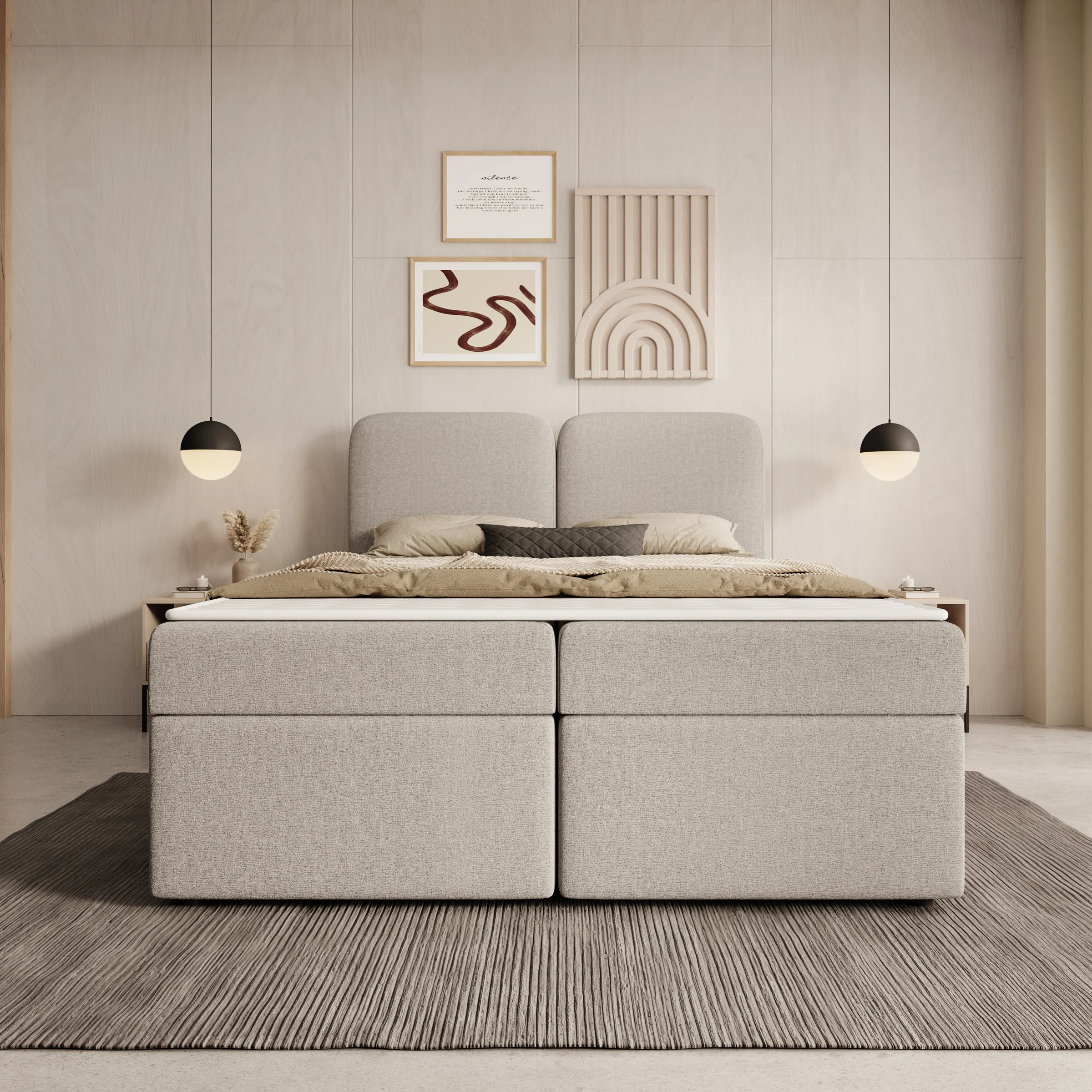 Belgravia - Boxspring met opbergruimte - Stof beige - 140x200 cm - Image 3