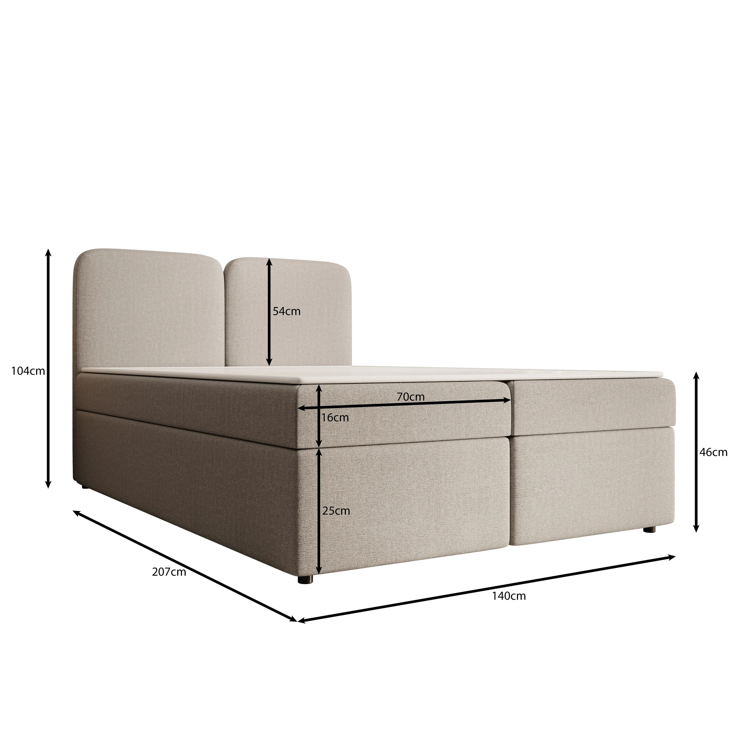 Belgravia - Boxspring met opbergruimte - Stof beige - 140x200 cm - Image 4