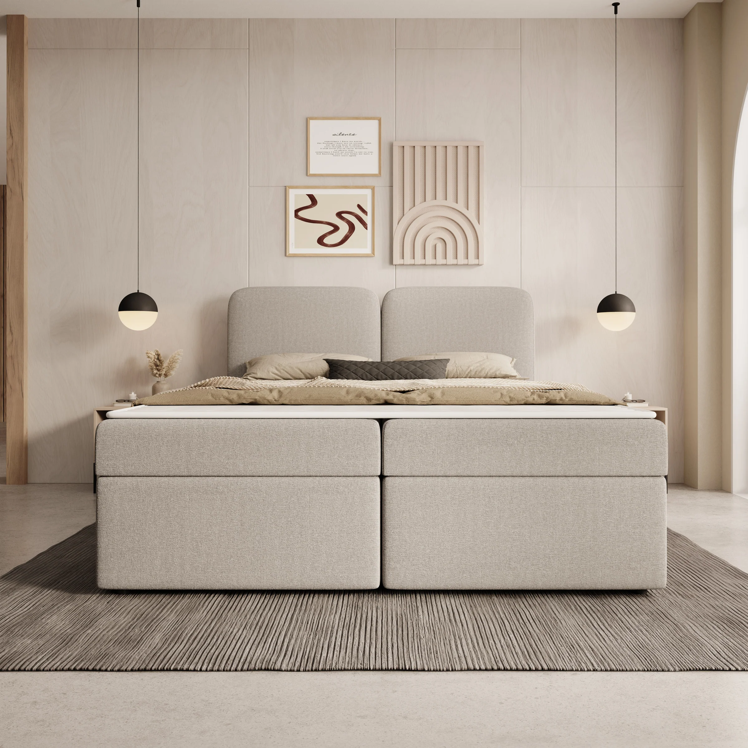 Belgravia - Boxspring met opbergruimte - Stof beige - 160x200 cm - Image 3
