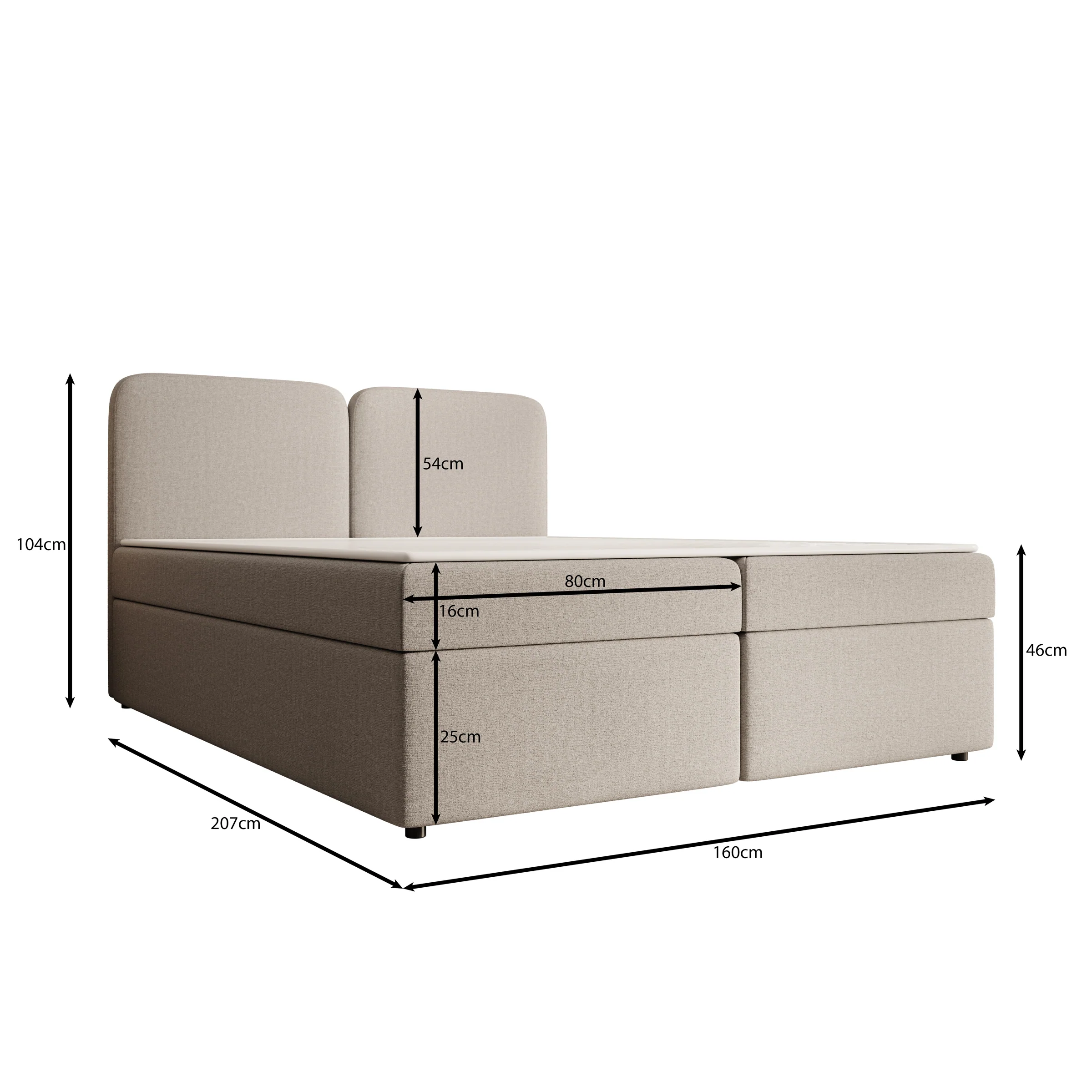Belgravia - Boxspring met opbergruimte - Stof beige - 160x200 cm - Image 4