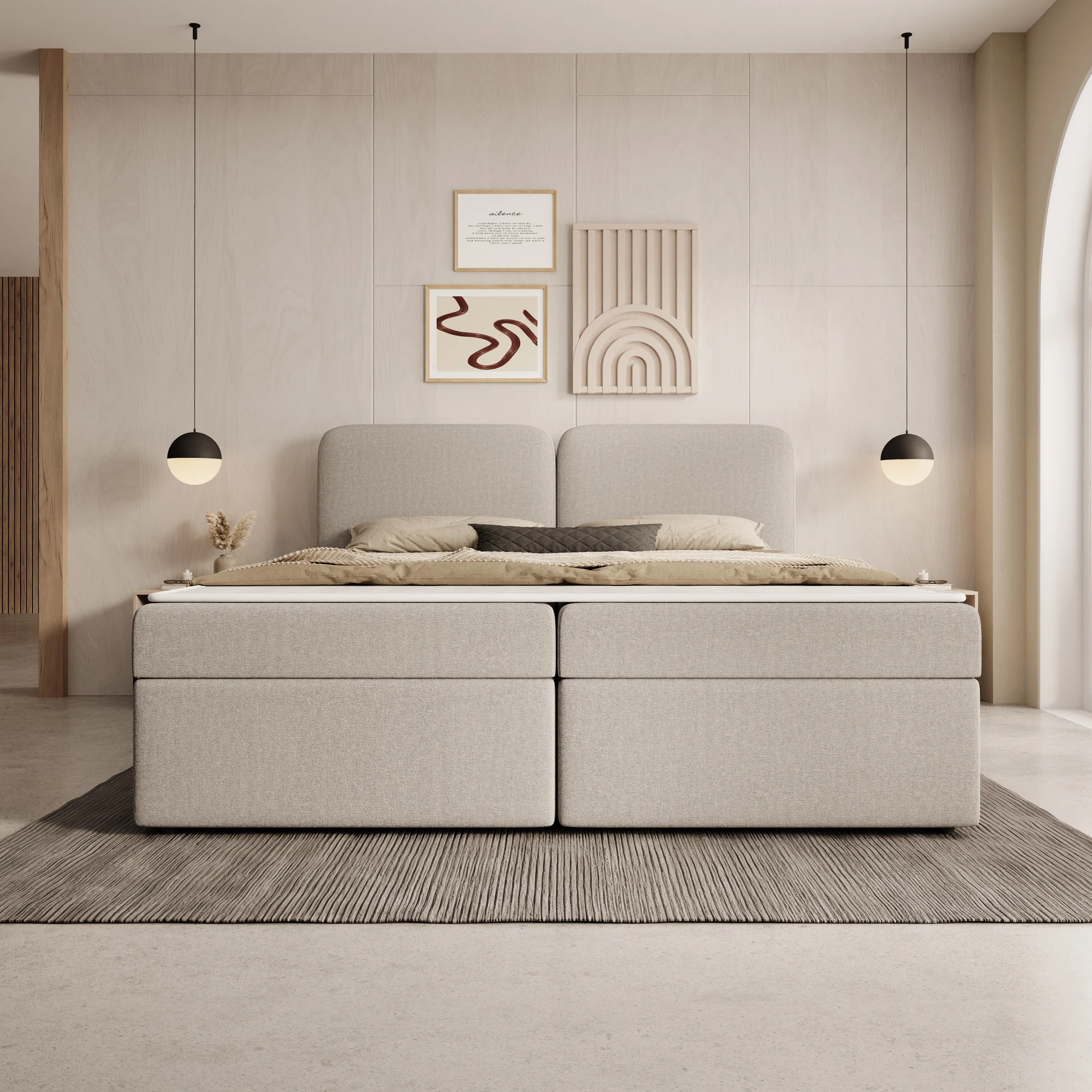 Belgravia - Boxspring met opbergruimte - Stof beige - 180x200 cm - Image 3