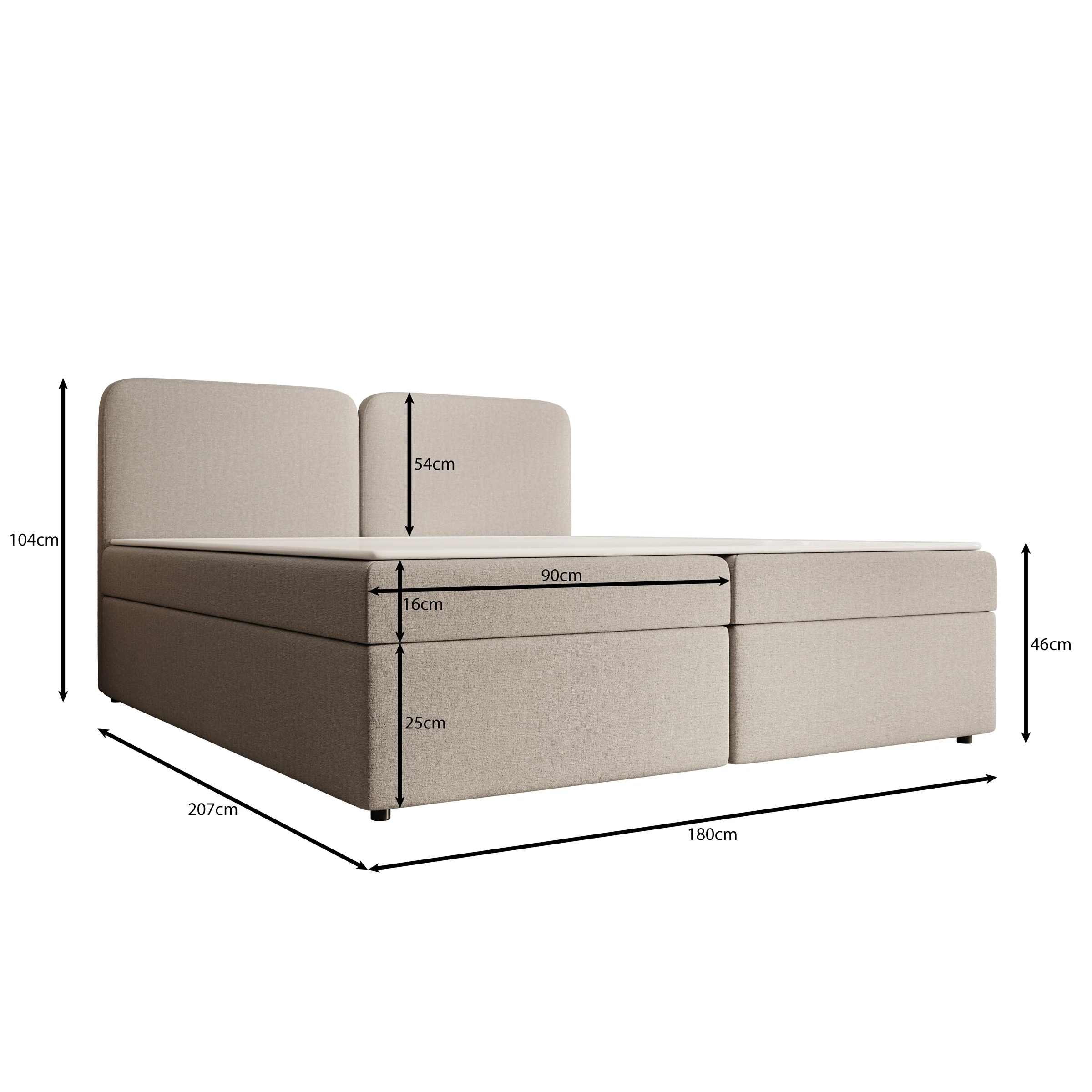 Belgravia - Boxspring met opbergruimte - Stof beige - 180x200 cm - Image 4