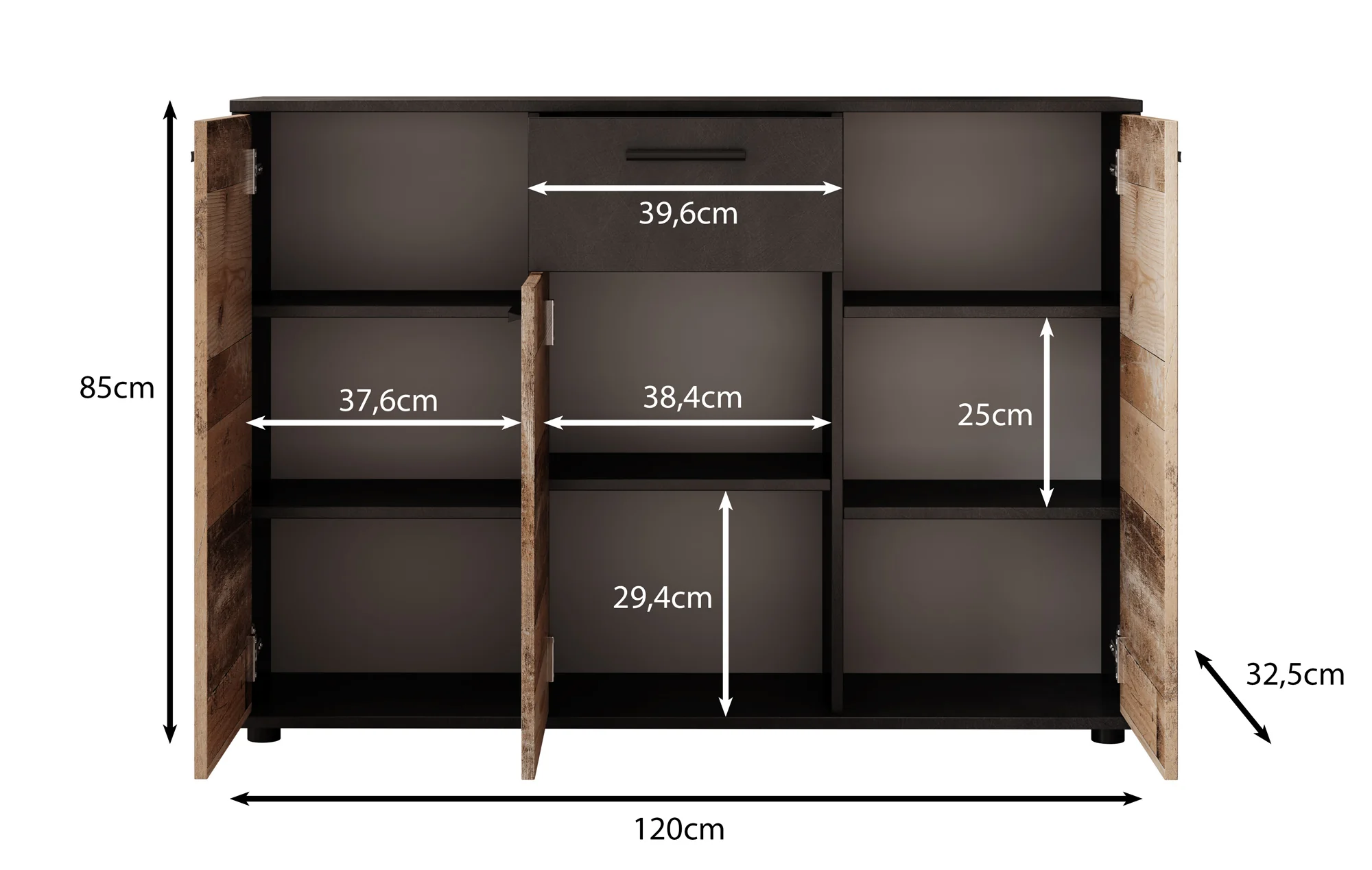 Bellini 2 - Dressoir - Donker/old wood - 120x33x85 cm - Image 5