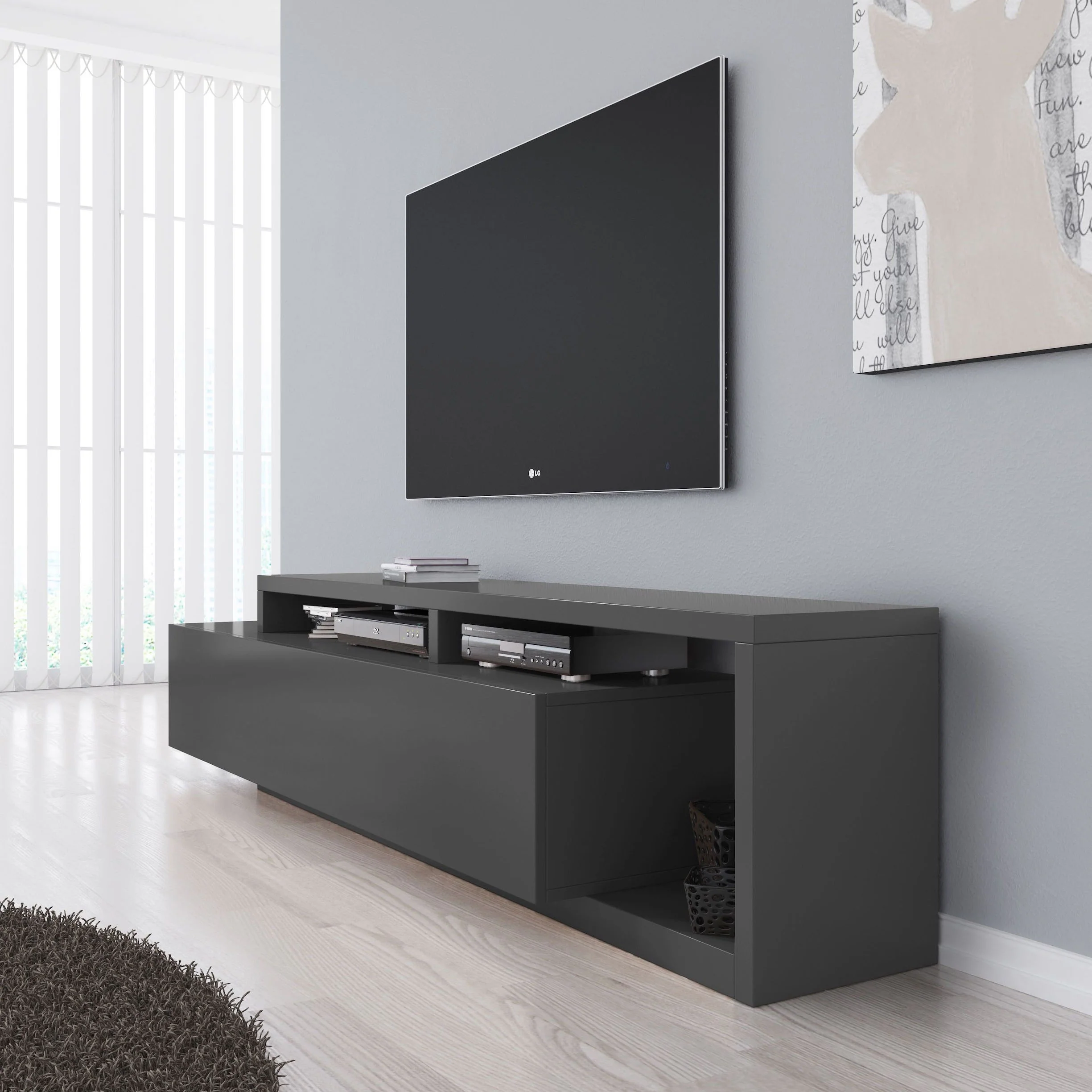 Bello - TV-Meubel met lade - Antraciet - 219 cm - Image 4
