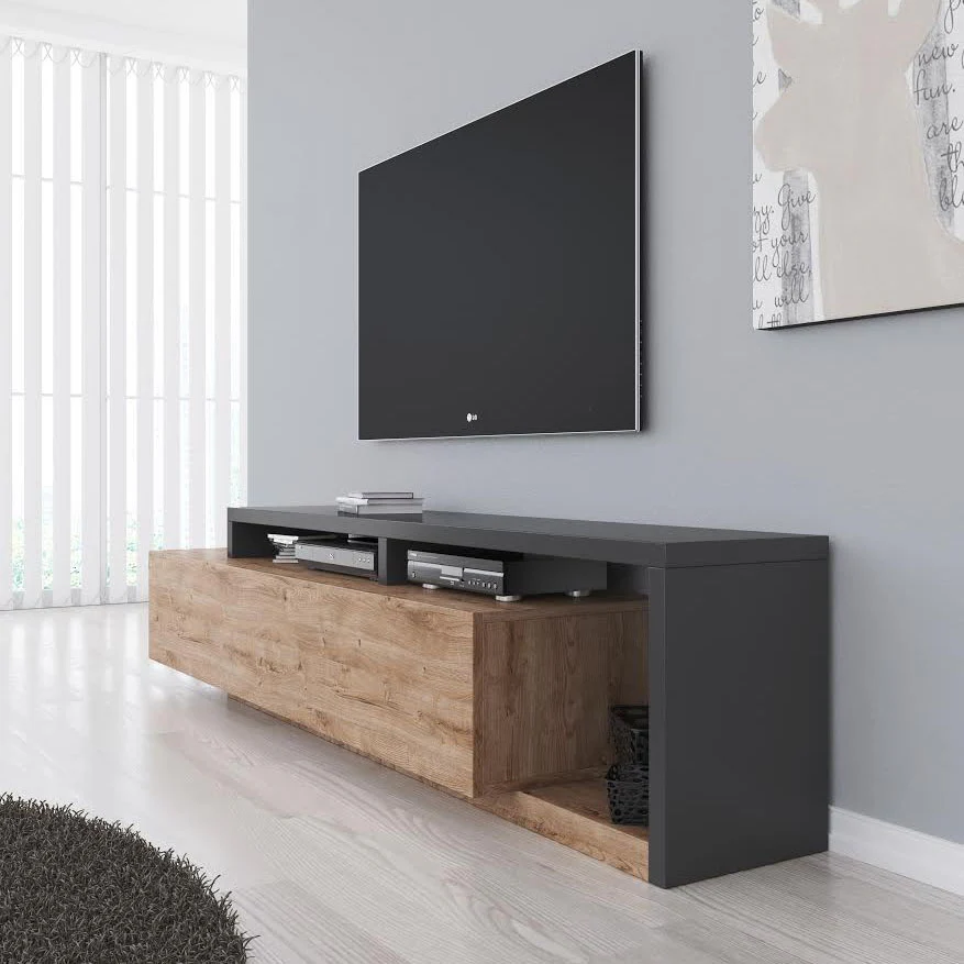 Bello - TV-Meubel met lade - Eiken/antraciet - 219 cm - Image 4