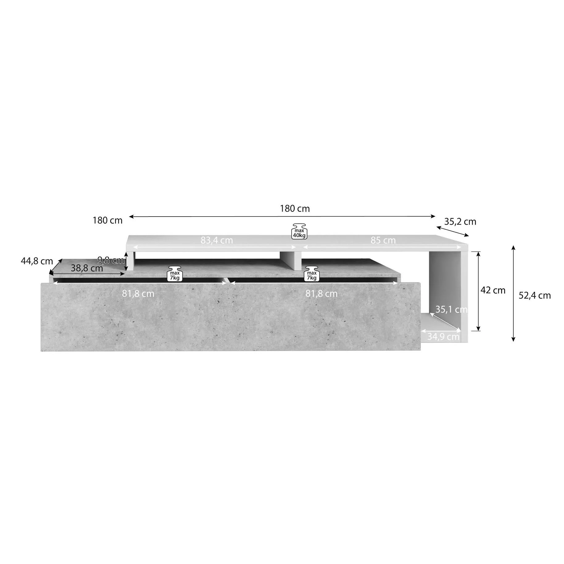 Bello - TV-Meubel met lade - Eiken/antraciet - 219 cm - Image 5