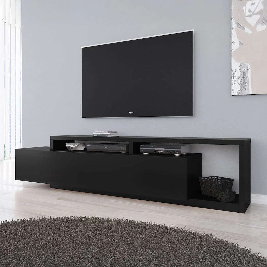 Bello - TV-Meubel - met lade - Mat zwart - 219 cm