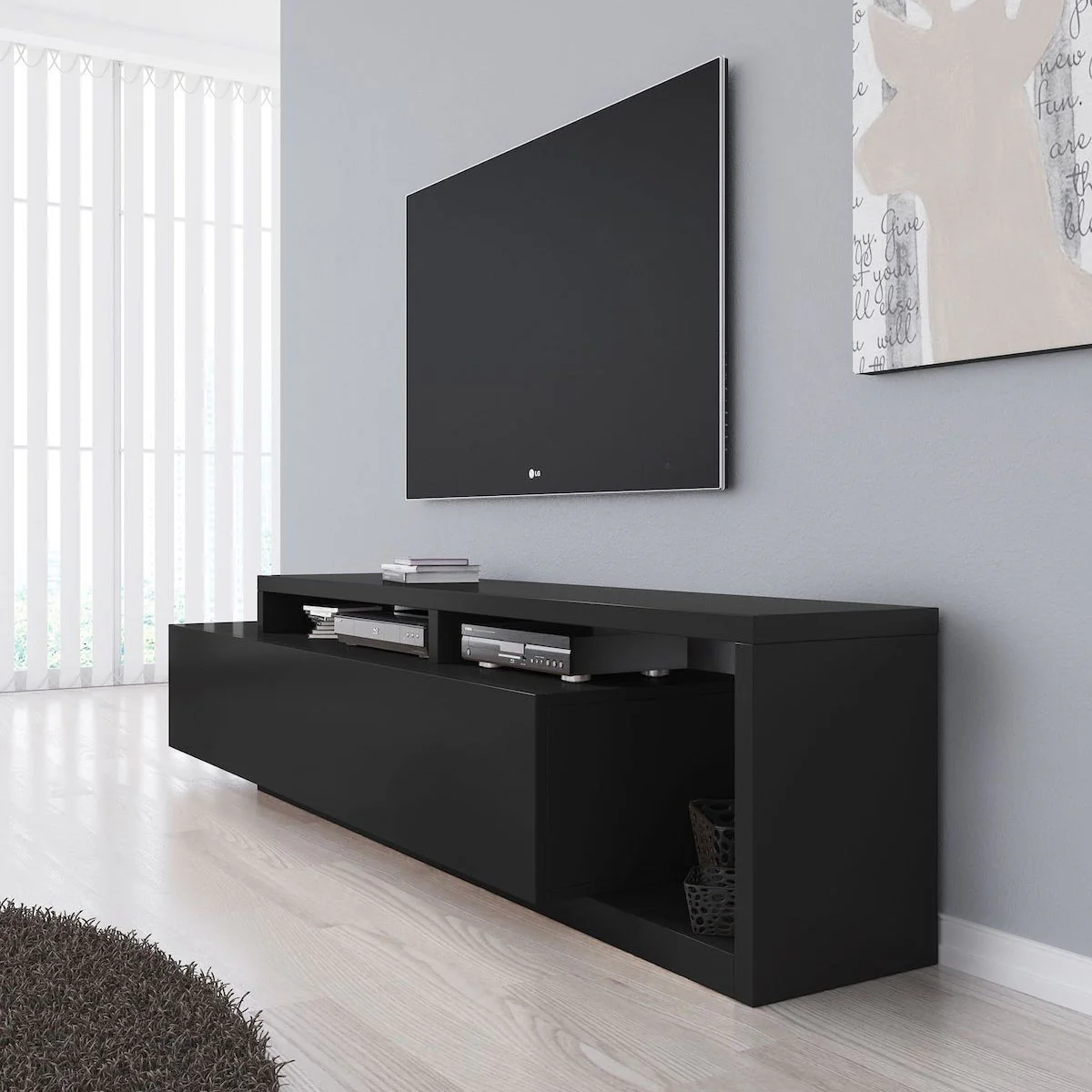 Bello - TV-Meubel - met lade - Mat zwart - 219 cm - Image 4