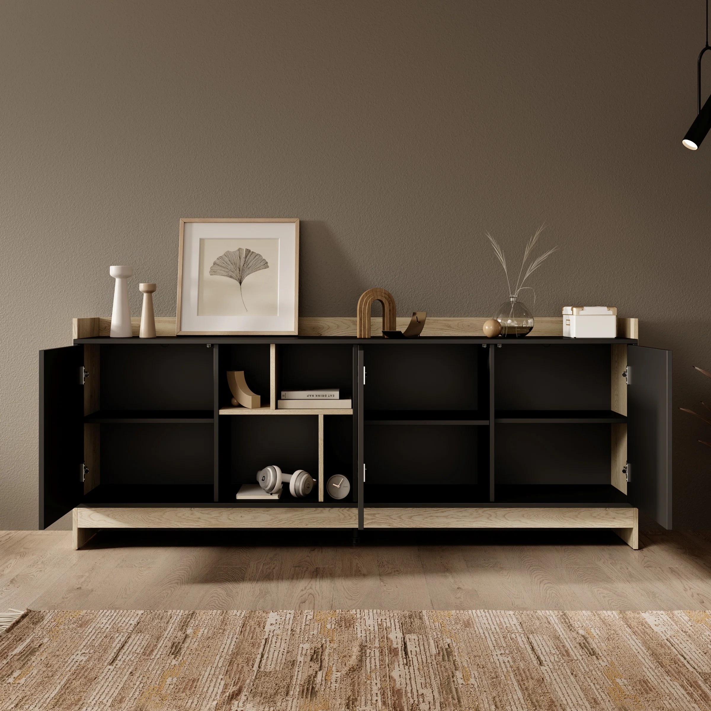 Benz - Dressoir - Zwart - 190x38x78 cm - Image 2
