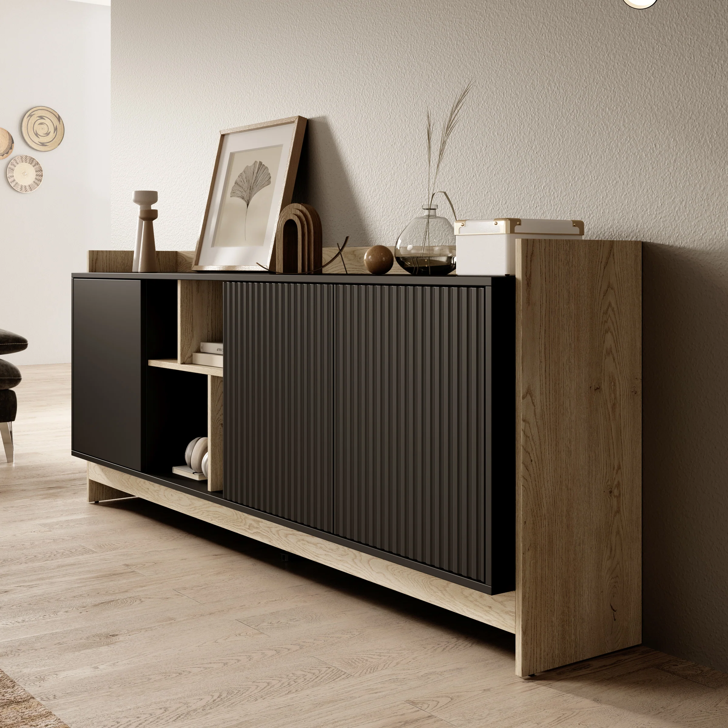 Benz - Dressoir - Zwart - 190x38x78 cm - Image 4