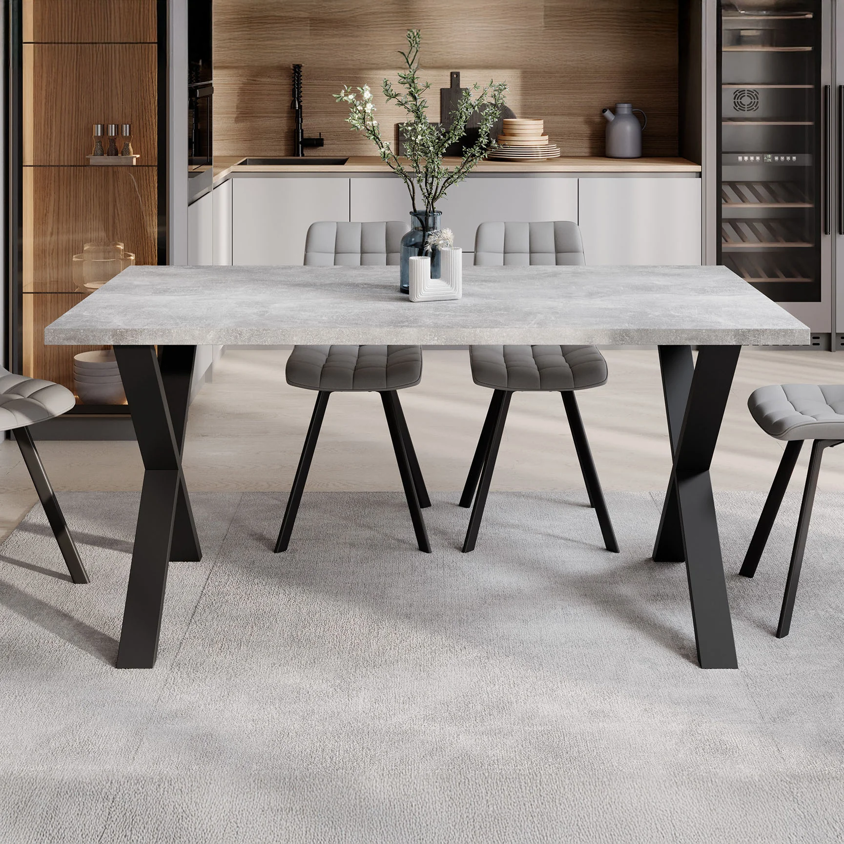 Berry - Eetkamertafel - Betonlook - 160x90x76 cm - Image 2