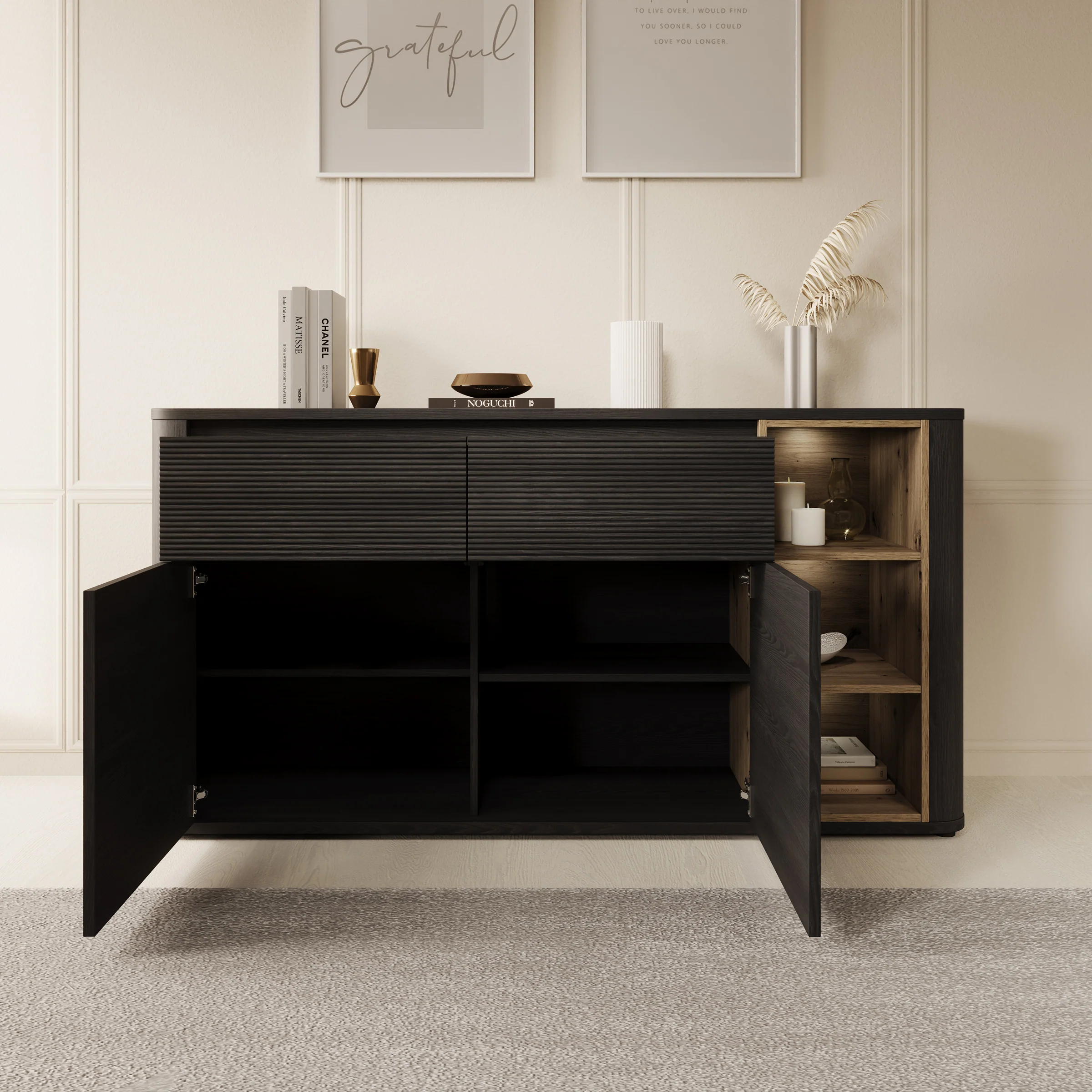 Bijou - Dressoir - Zwart - 160x41x83 cm - Image 2
