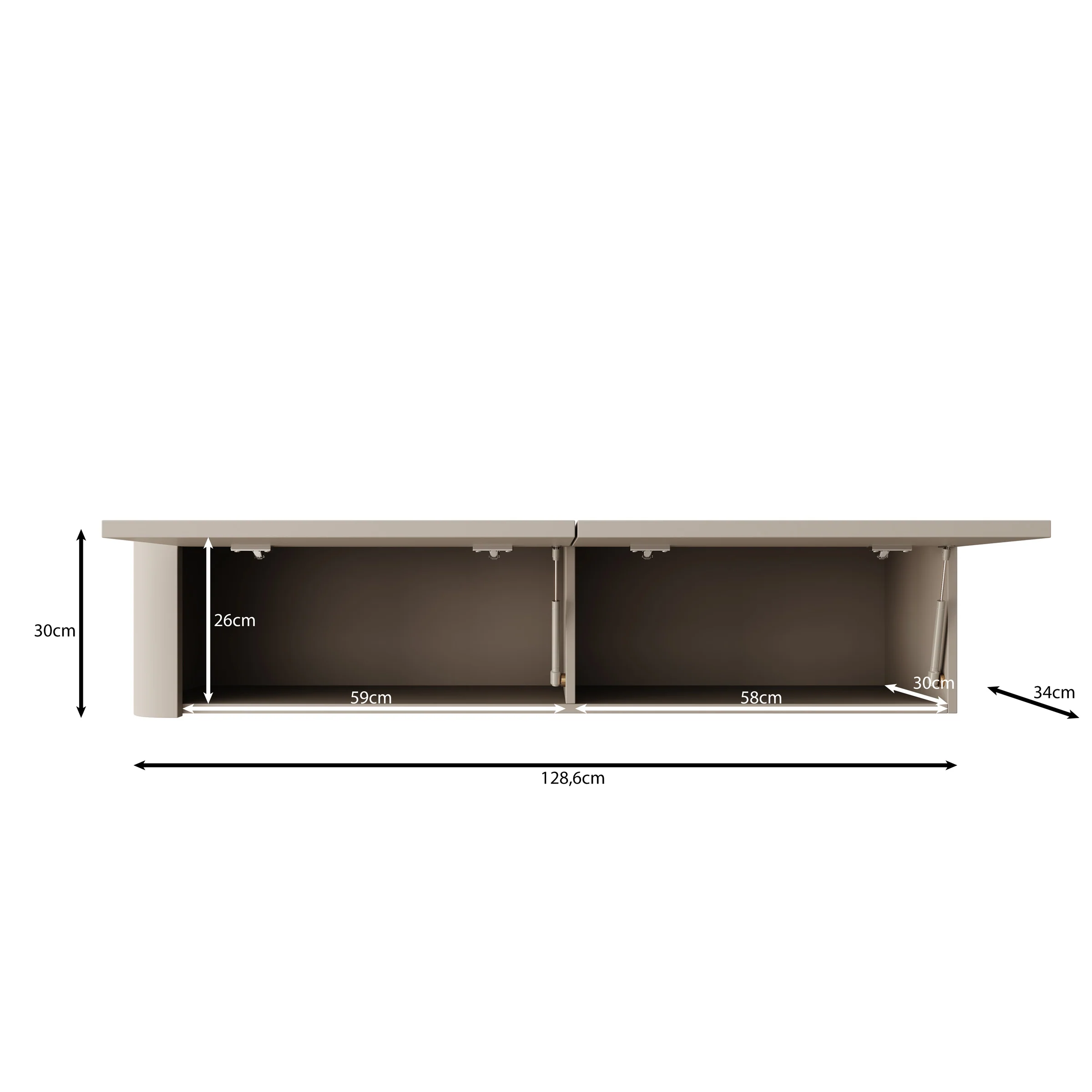 Bijou - Wandkast - Beige - 129x34x30 cm - Image 5