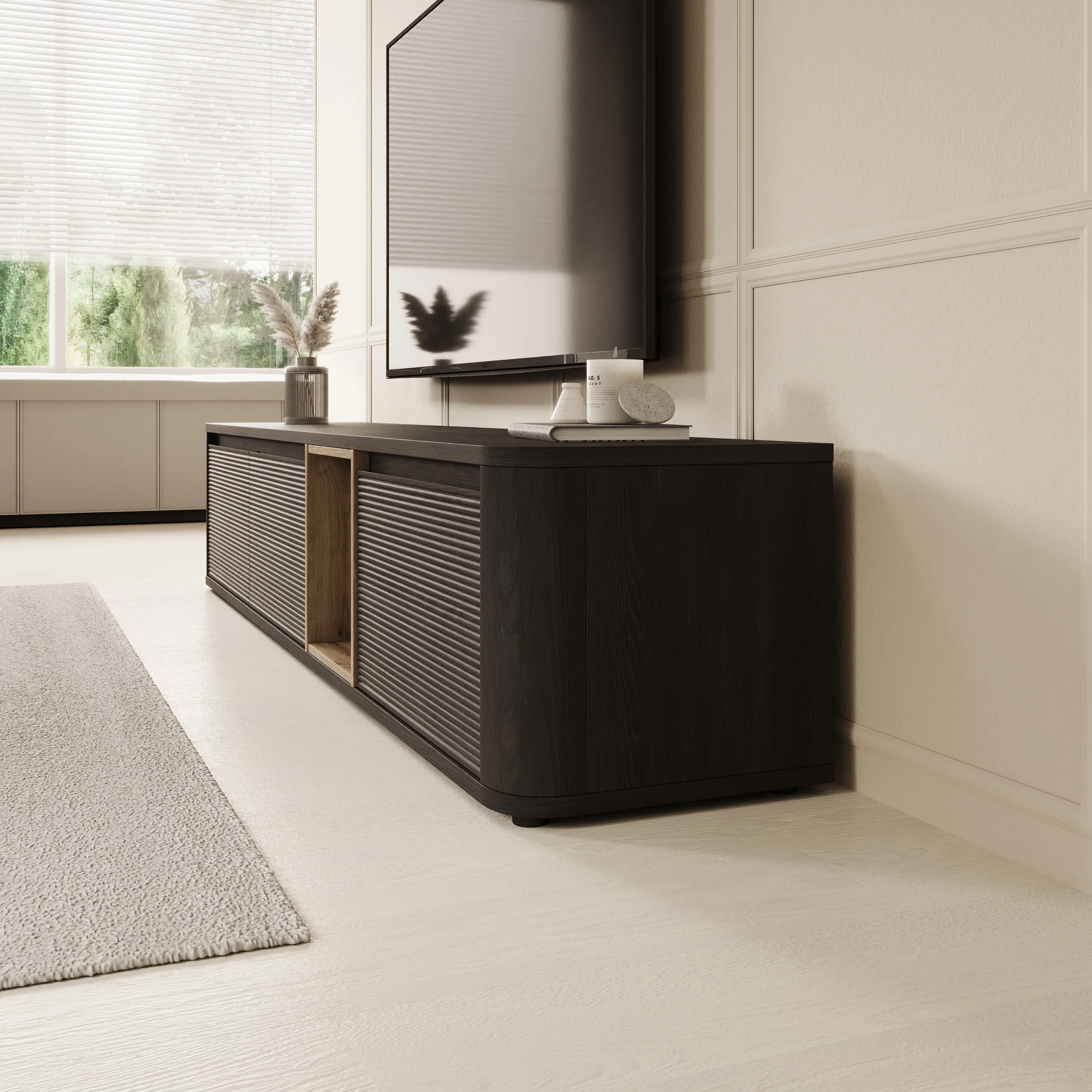 Bijou - TV-Meubel - Zwart - 215x41x42 cm - Image 4