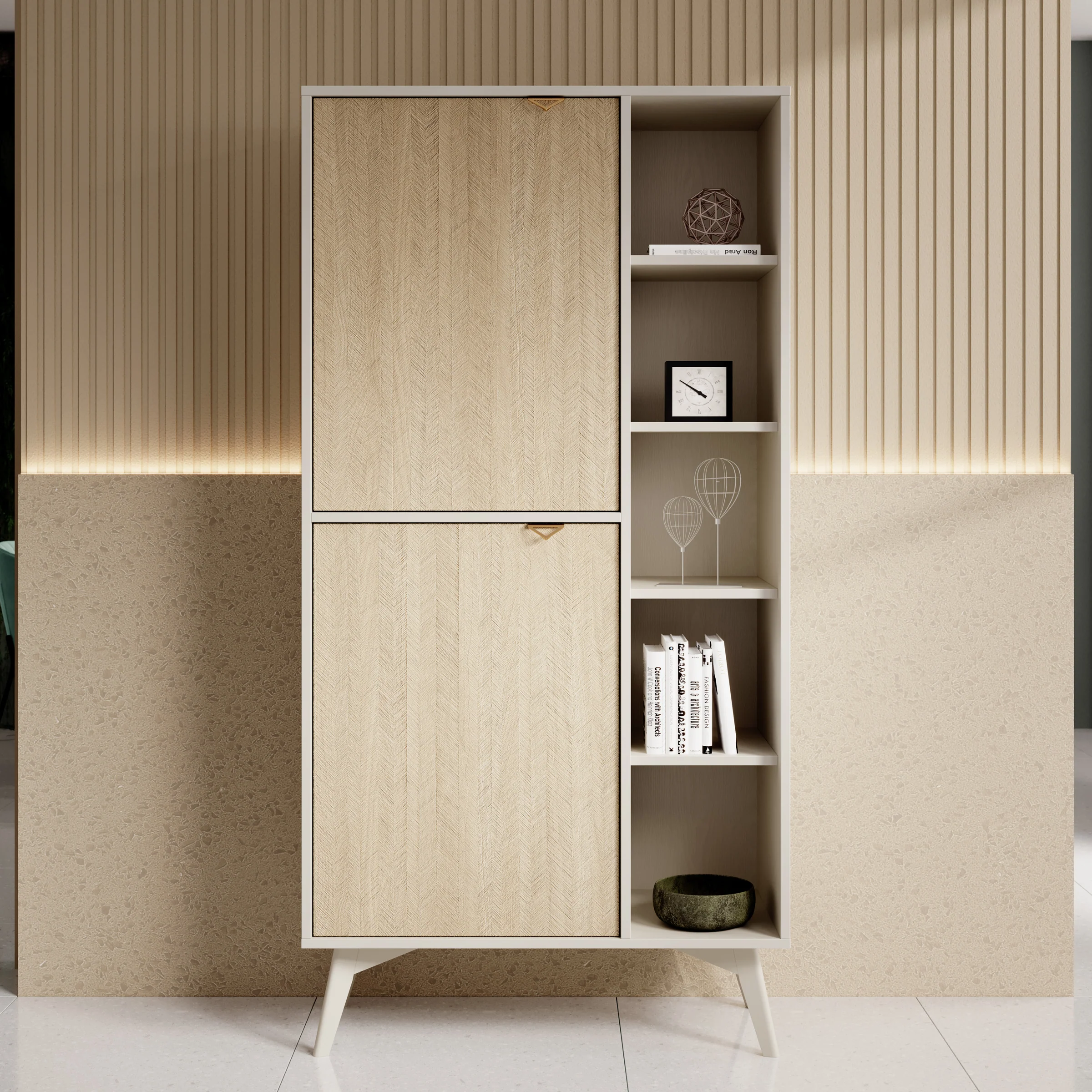 Essence - Boekenkast - Beige/Licht eiken - 80x38x160 cm - Image 3