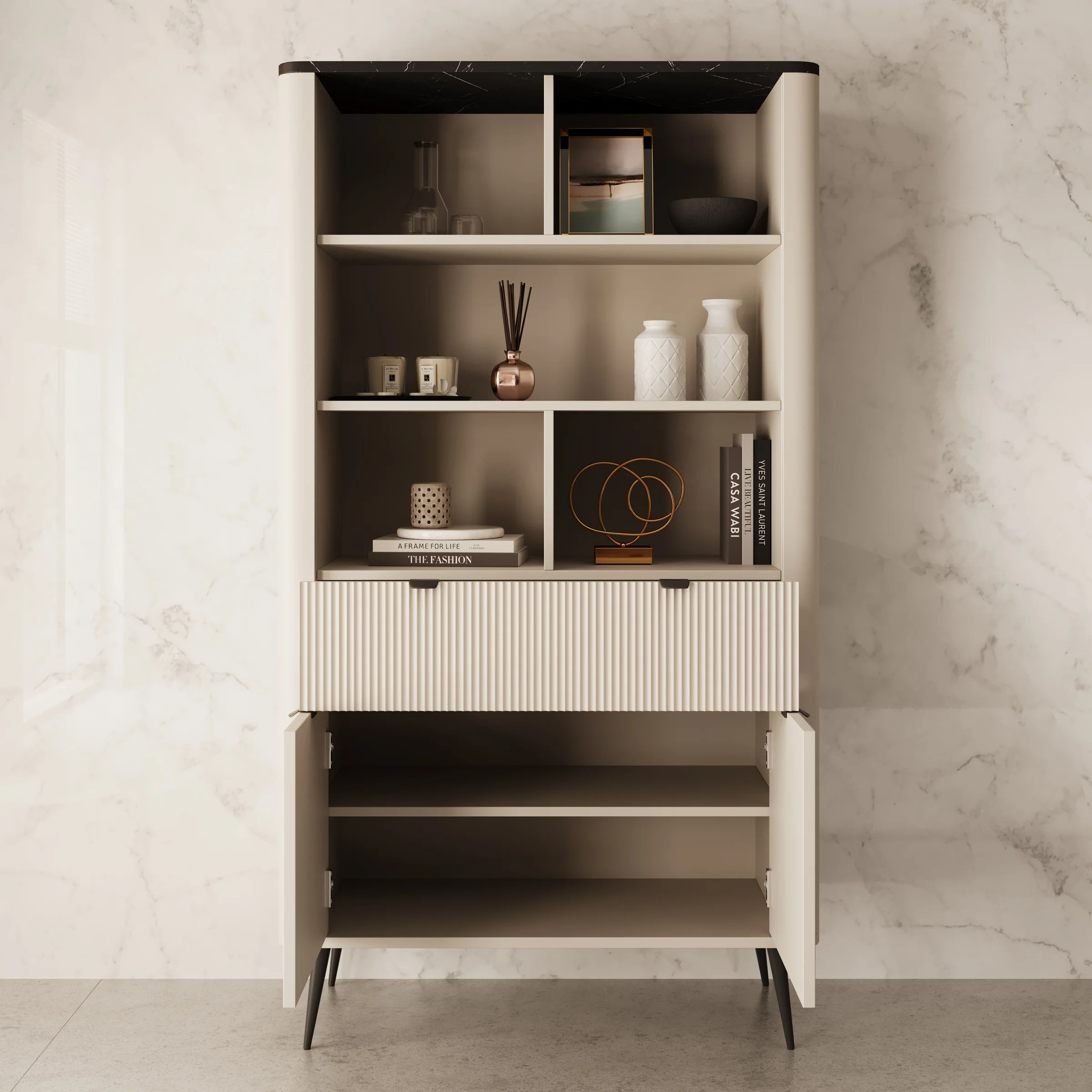 Mace - Boekenkast - Beige - 90x40x163 cm - Image 2
