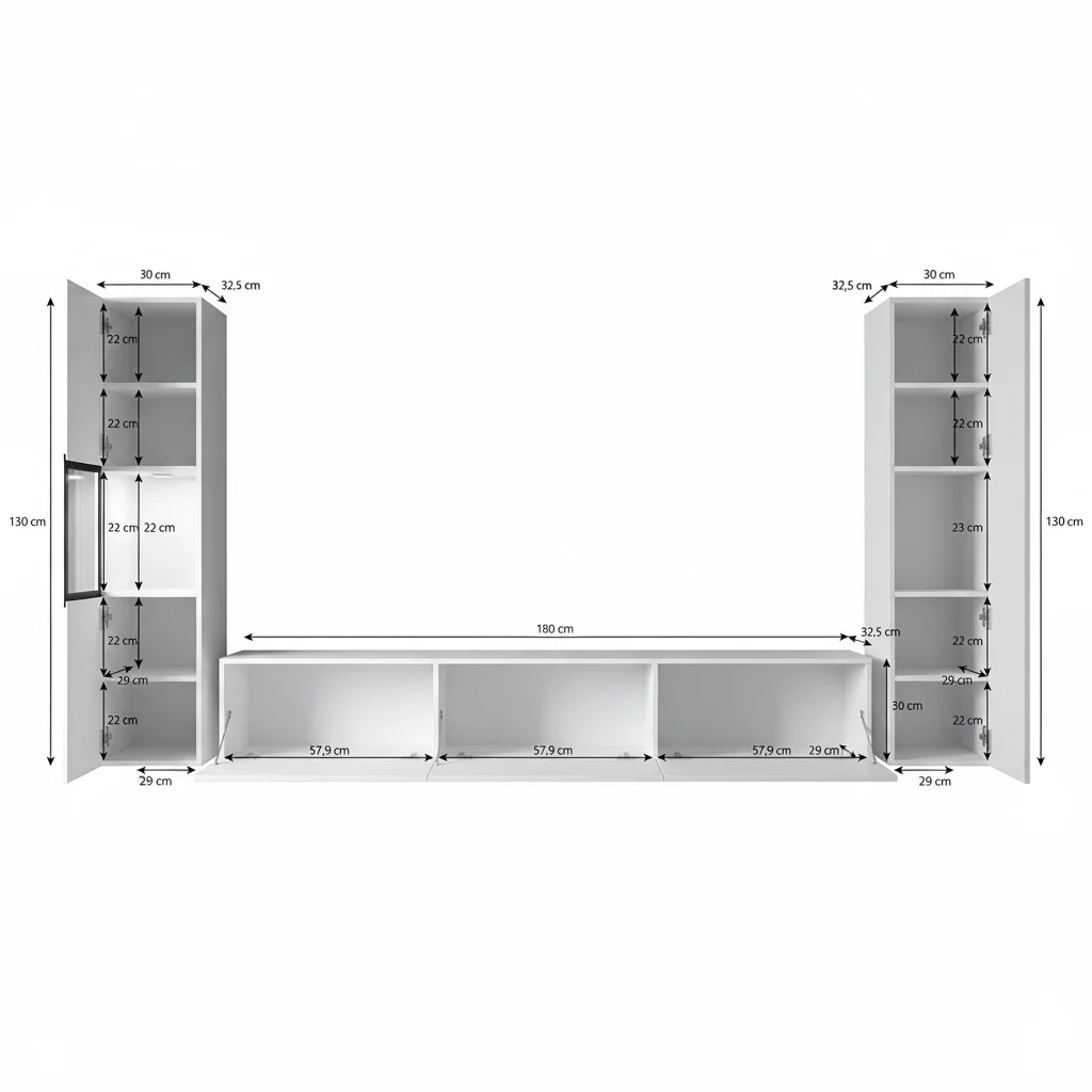 Bonzo 3 - Wandmeubel - Eiken/zwart - 180x33x30 cm - Image 5