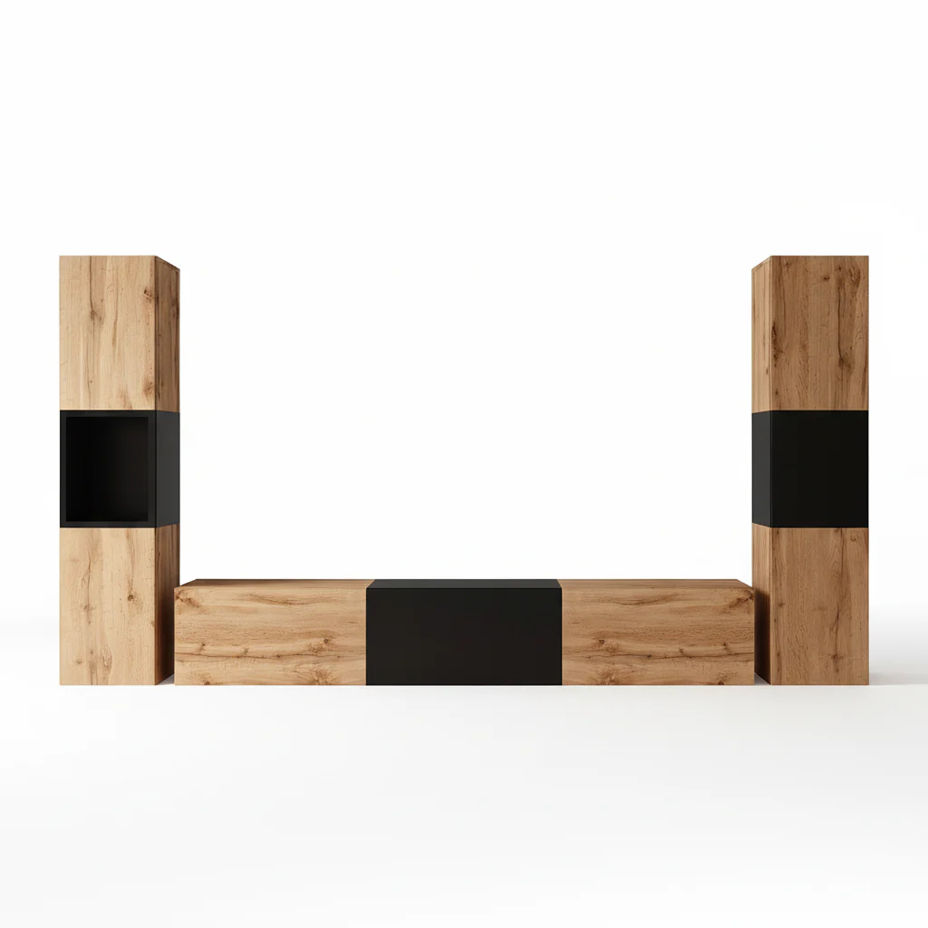 Bonzo 3 - Wandmeubel - Eiken/zwart - 180x33x30 cm - Image 6
