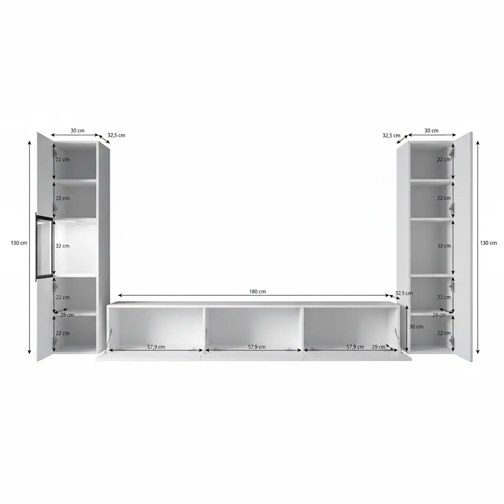 Bonzo 3 - Wandmeubel - Zwart - 180x33x30 cm - Image 5