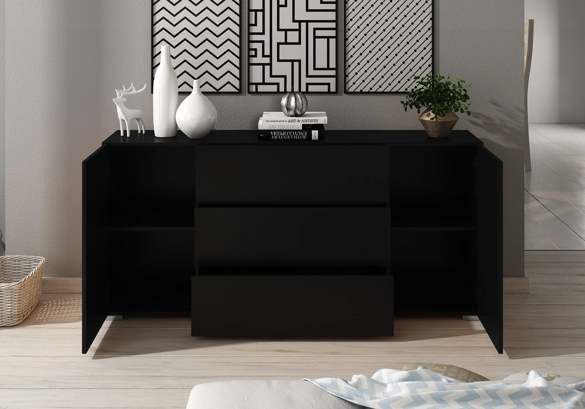 Bonzo - Dressoir - Zwart - 150x39x68 cm - Image 3