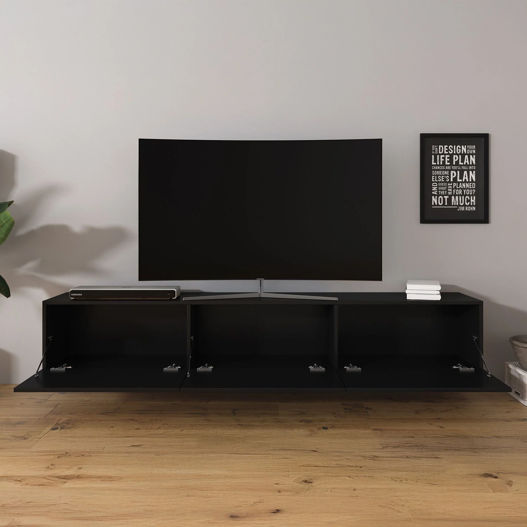 Bonzo - TV-Meubel - Mat zwart - 180x33x30 cm - Image 2