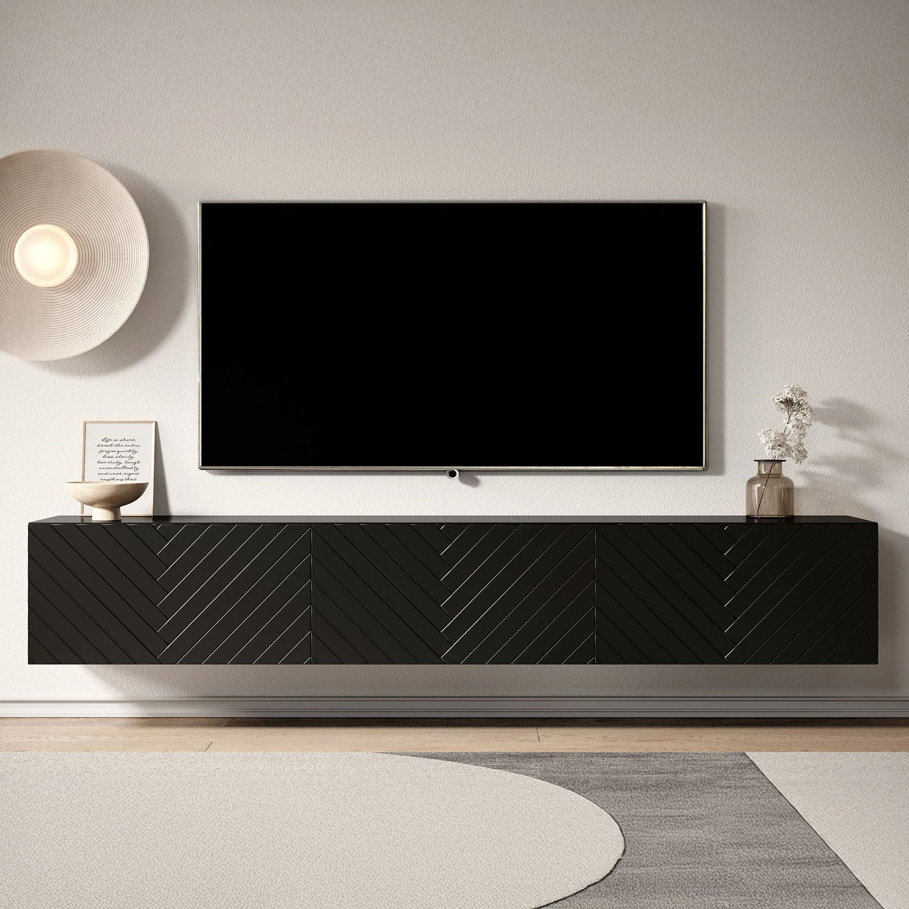Bonzo - TV-Meubel - Zwart visgraat - 180x33x30 cm - Image 3