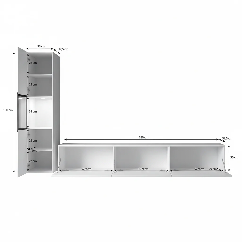 Bonzo - Wandmeubel - Zwart - 180x33x30 cm - Image 5