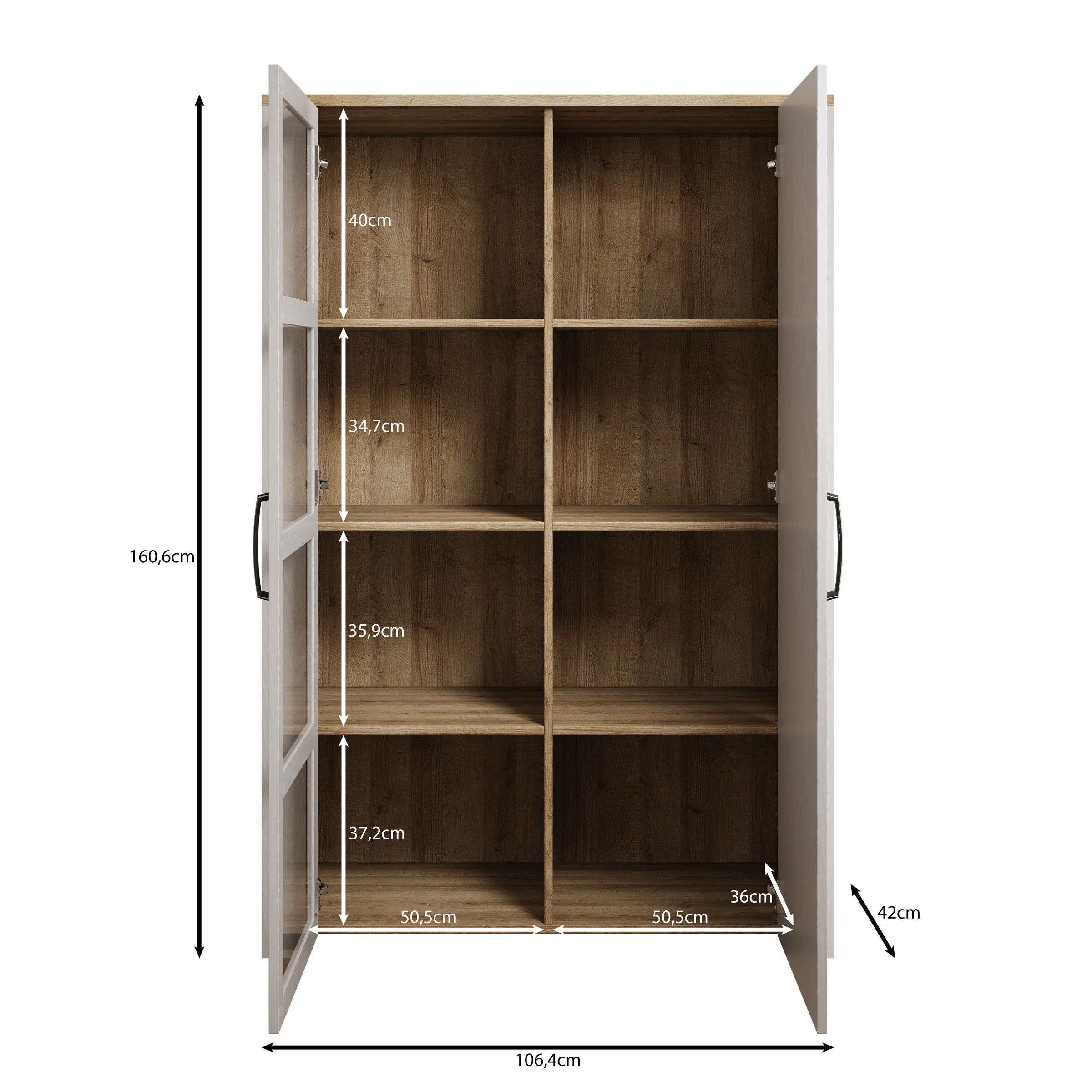 Borello - Buffetkast - Wit - 106x42x161 cm - Image 5