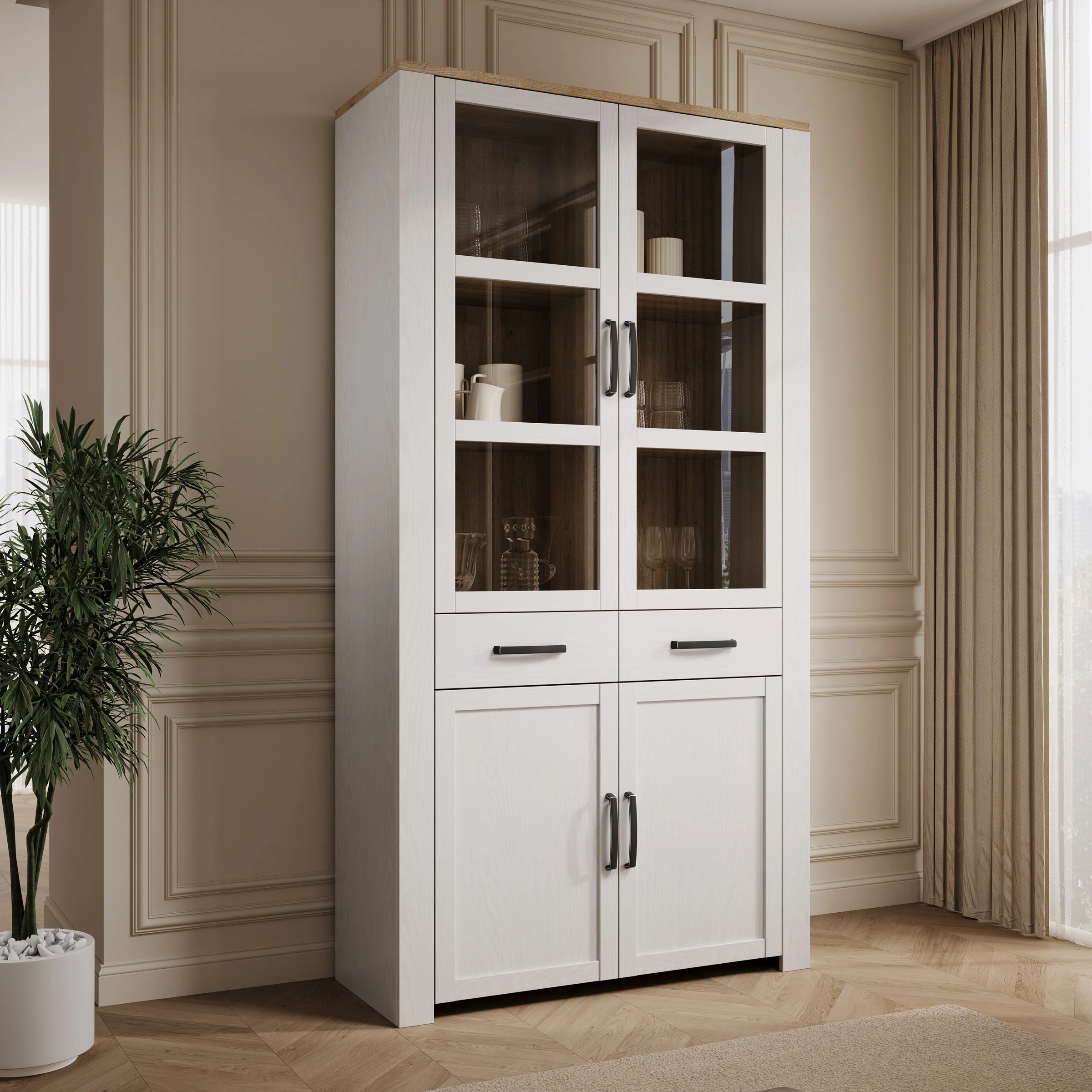 Borello - Buffetkast - Wit - 106x42x205 cm