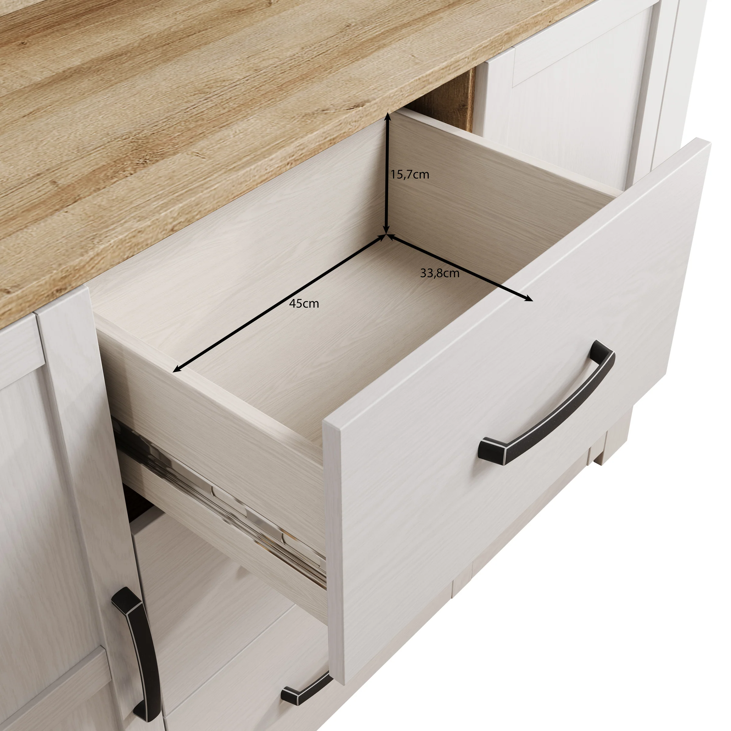 Borello - Buffetkast - Wit - 146x42x205 cm - Image 6