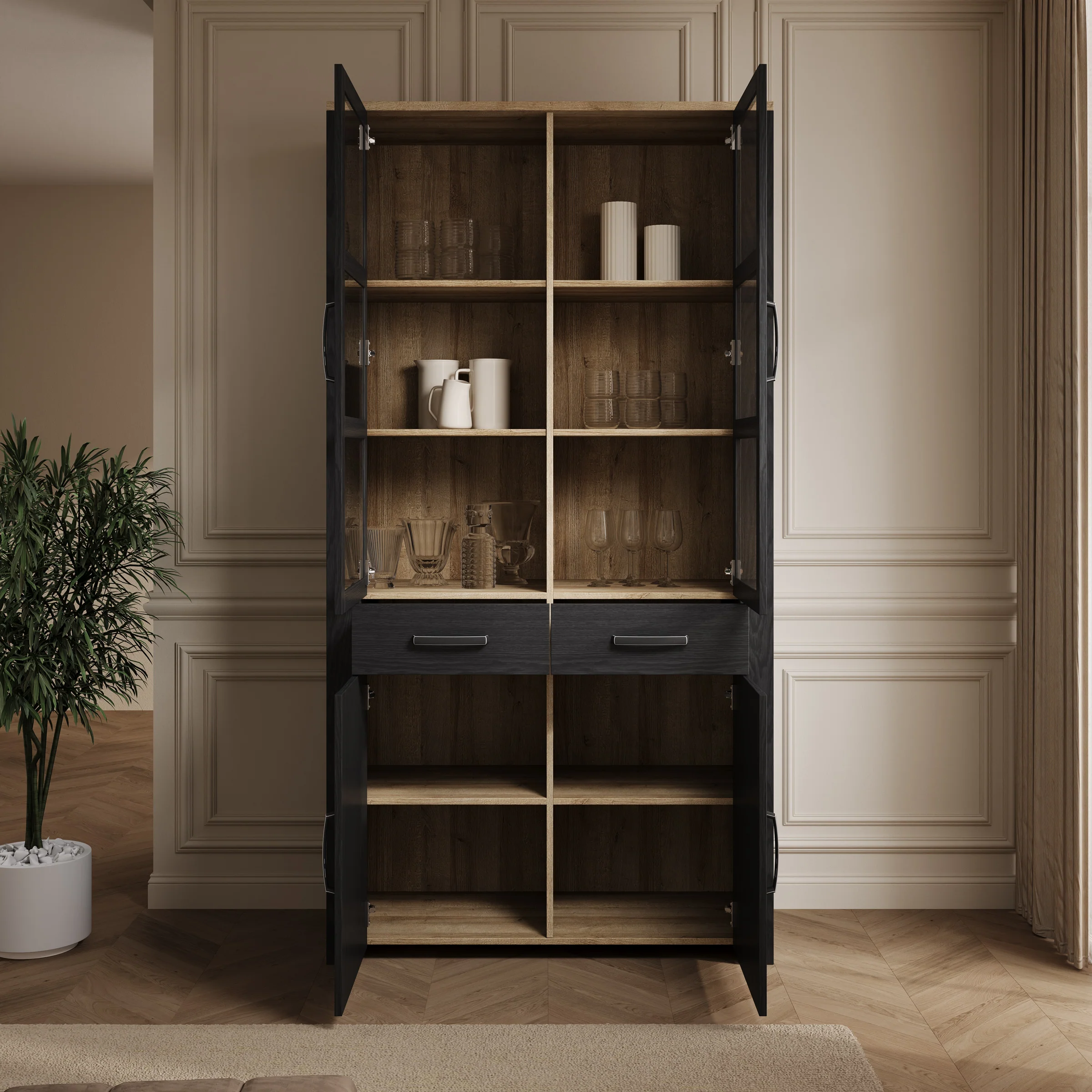 Borello - Buffetkast - Zwart - 106x42x205 cm - Image 2