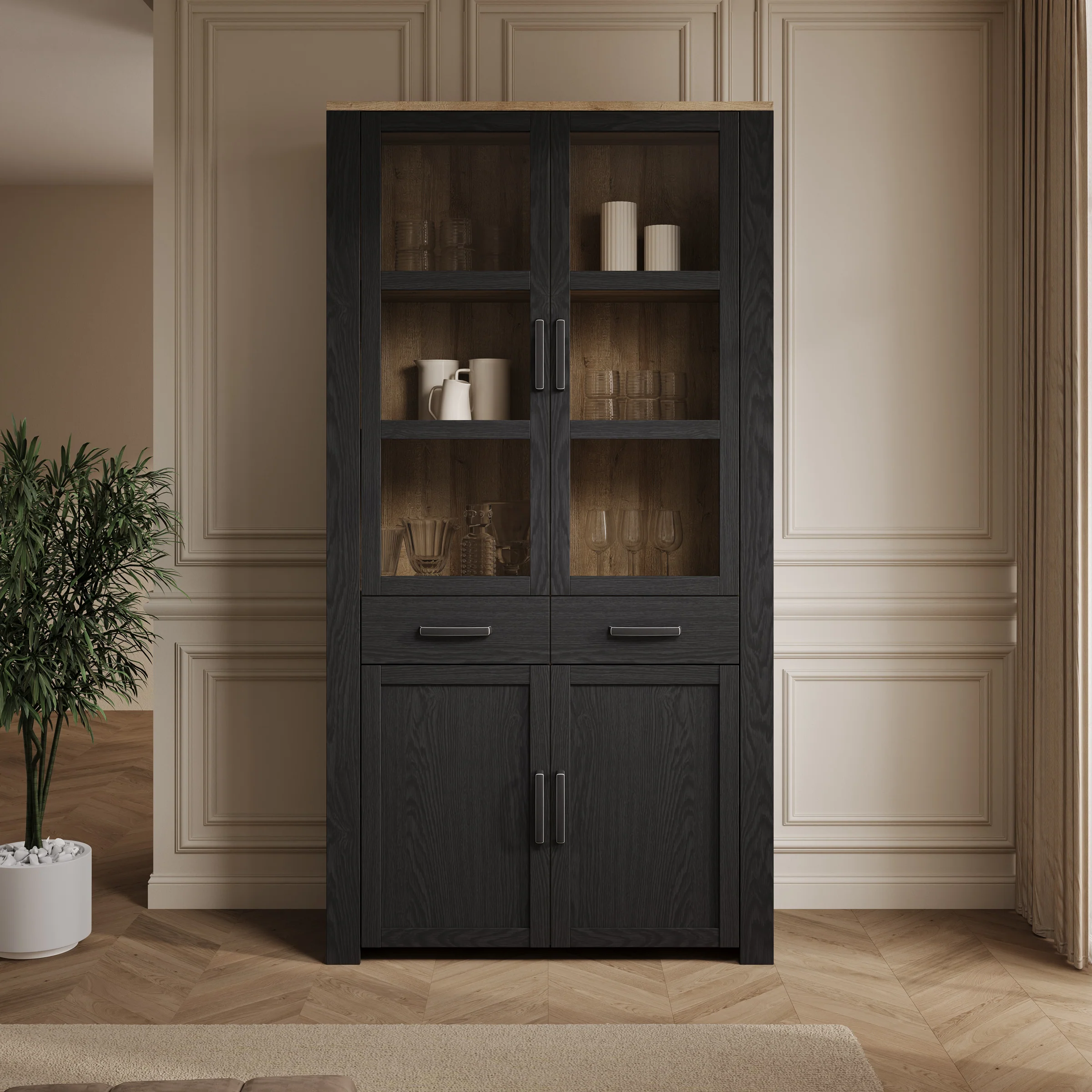 Borello - Buffetkast - Zwart - 106x42x205 cm - Image 3