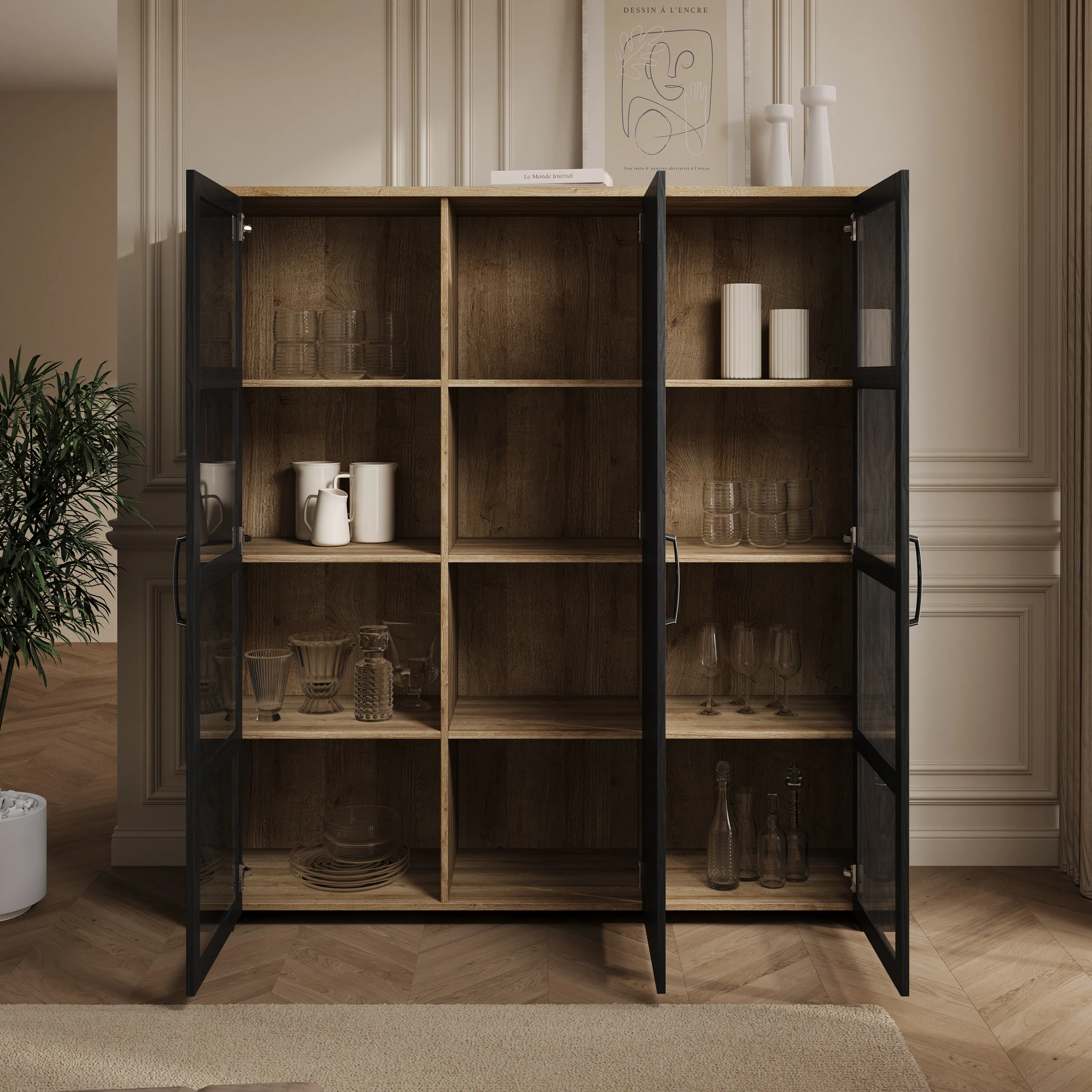 Borello - Buffetkast - Zwart - 151x42x161 cm - Image 2