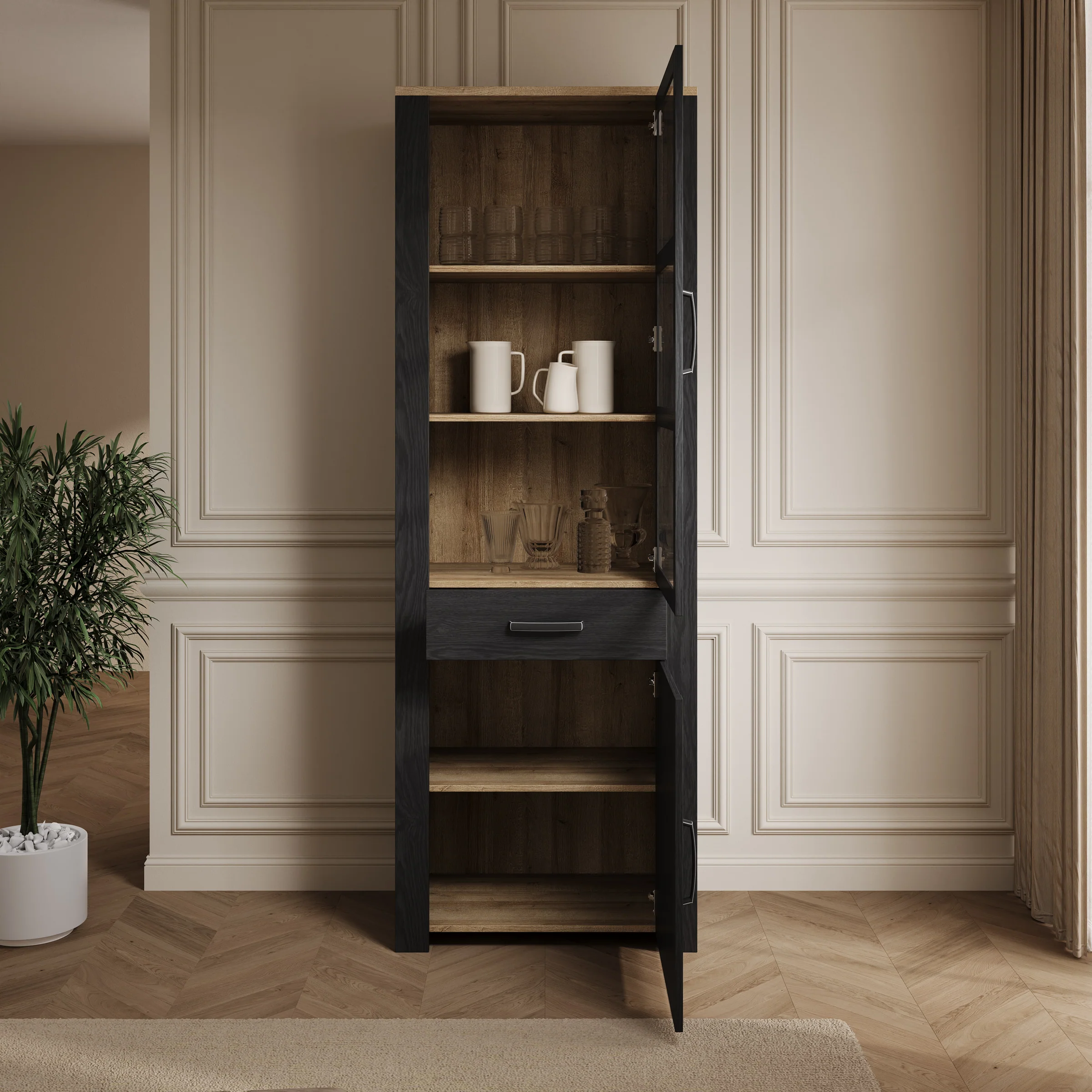 Borello - Buffetkast - Zwart - 72x42x205 cm - Image 2