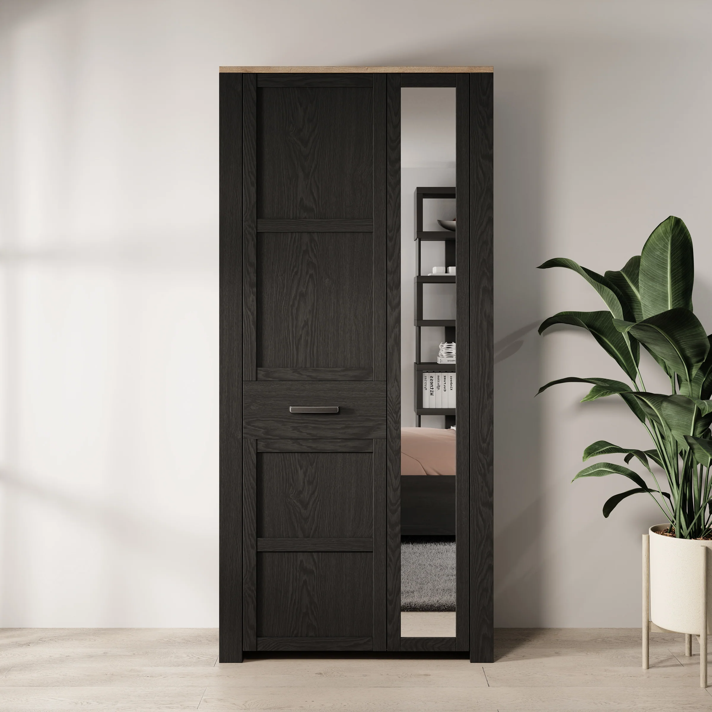 Borello - Kledingkast 2 deurs - Zwart - 94x42x205 cm - Image 3