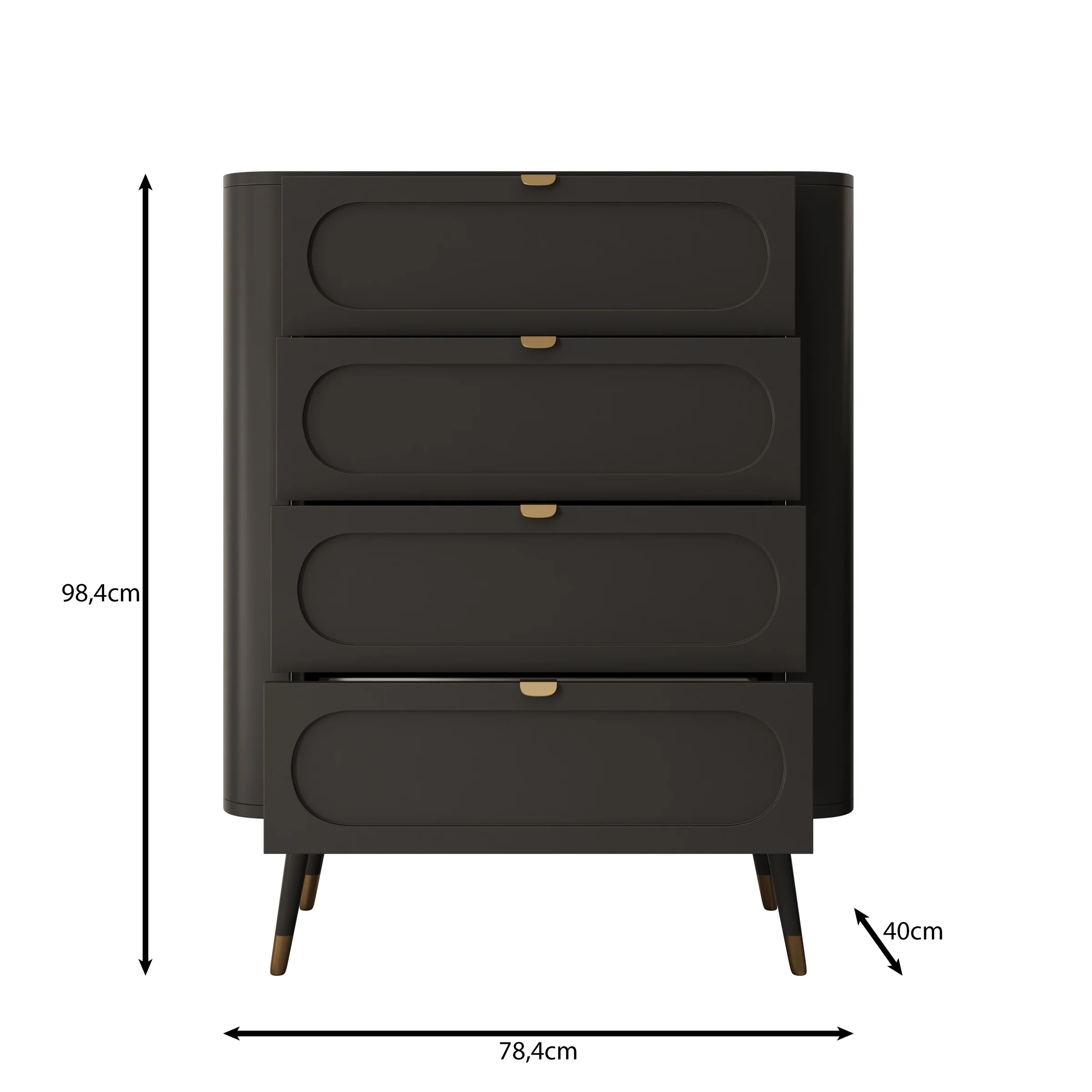 Borneo - Ladekast met 4 lades - Zwart - 78x40x98 cm - Image 6