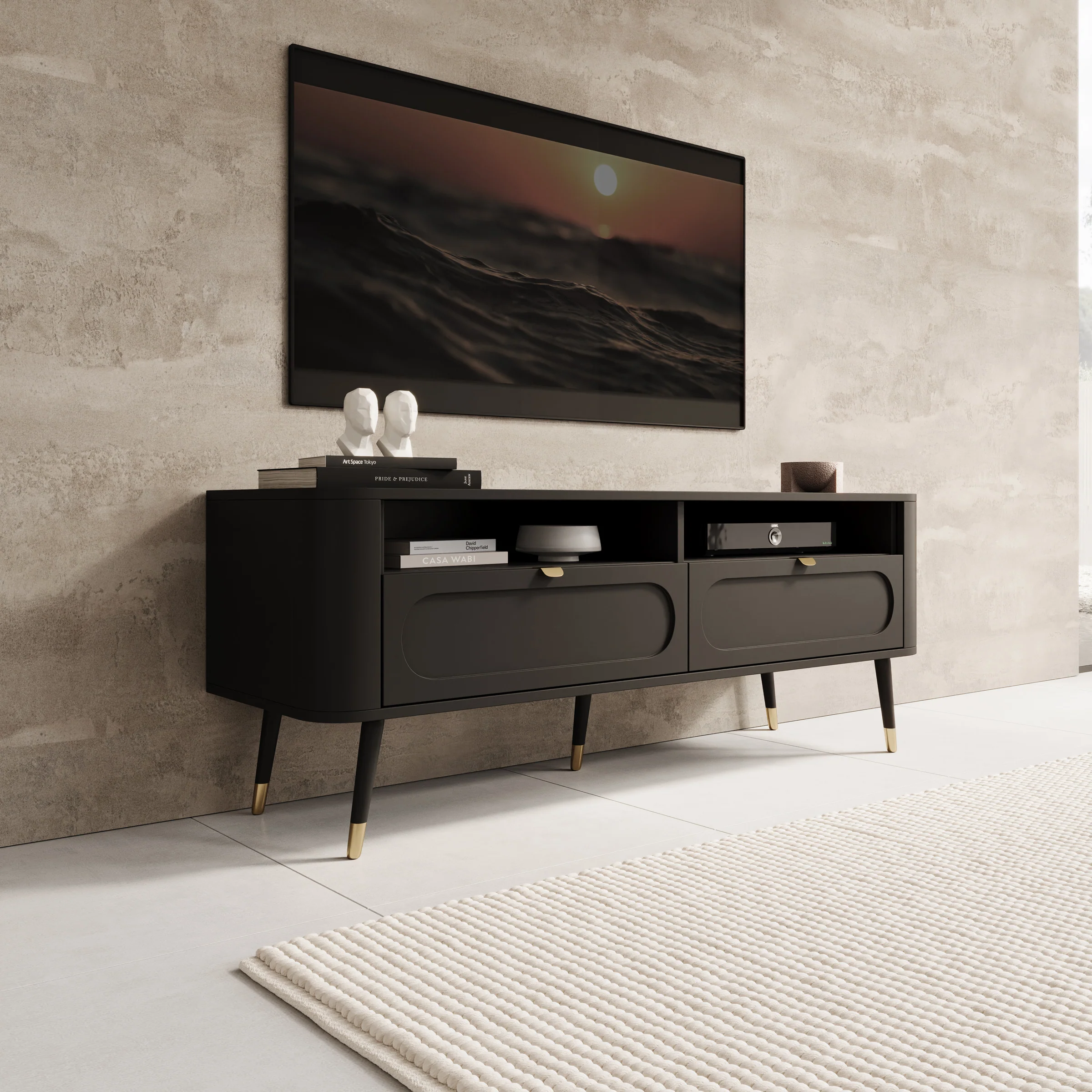 Borneo - TV-Meubel - Zwart - 138x40x53 cm