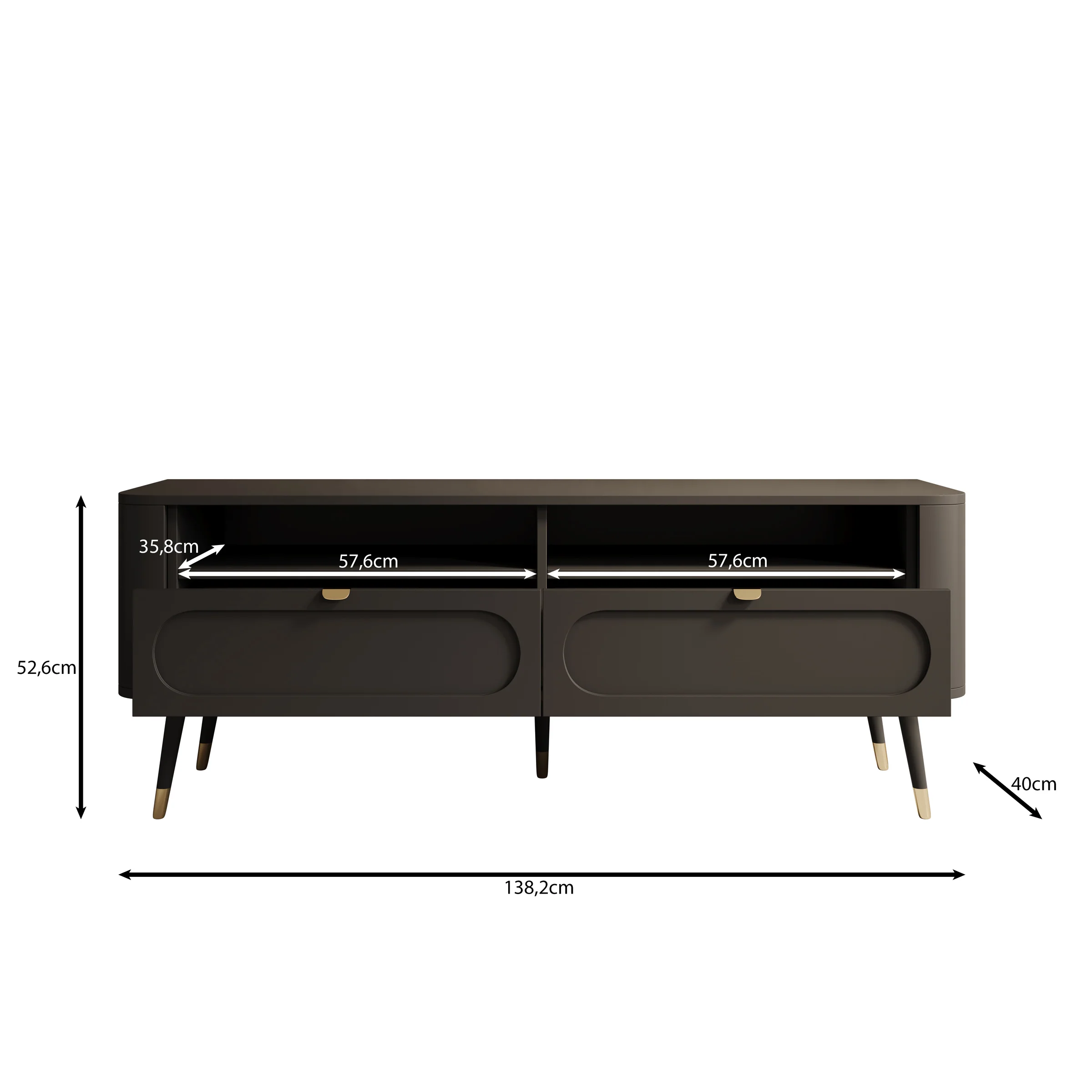 Borneo - TV-Meubel - Zwart - 138x40x53 cm - Image 6
