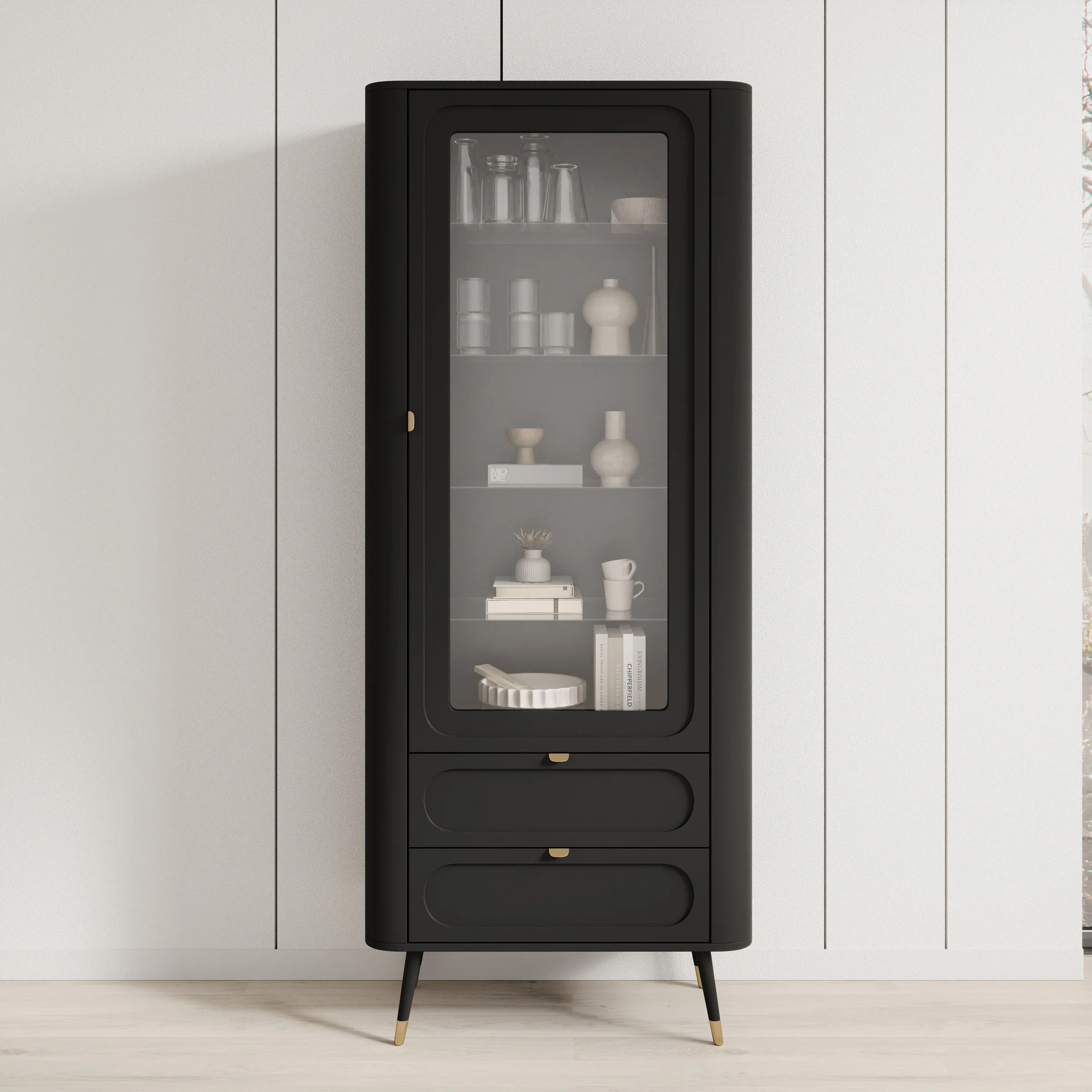 Borneo - Vitrinekast - Zwart - 78x40x192 cm - Image 3