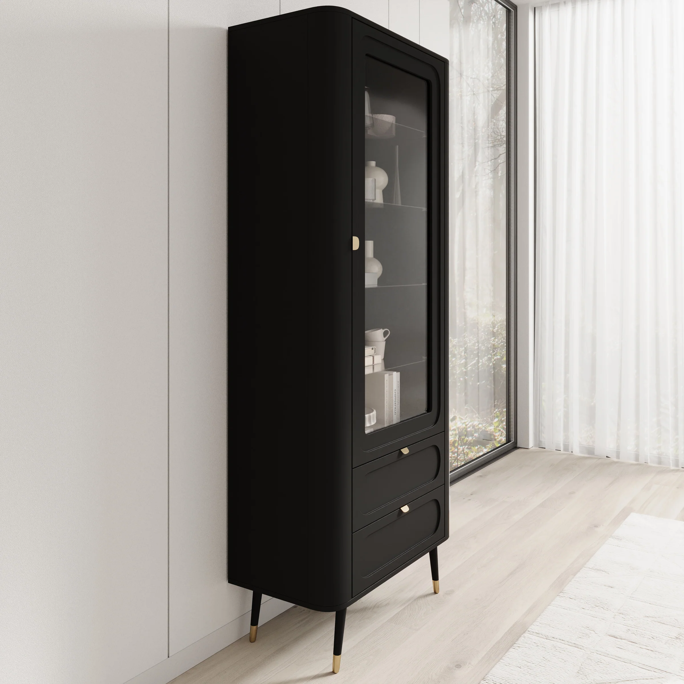 Borneo - Vitrinekast - Zwart - 78x40x192 cm - Image 4