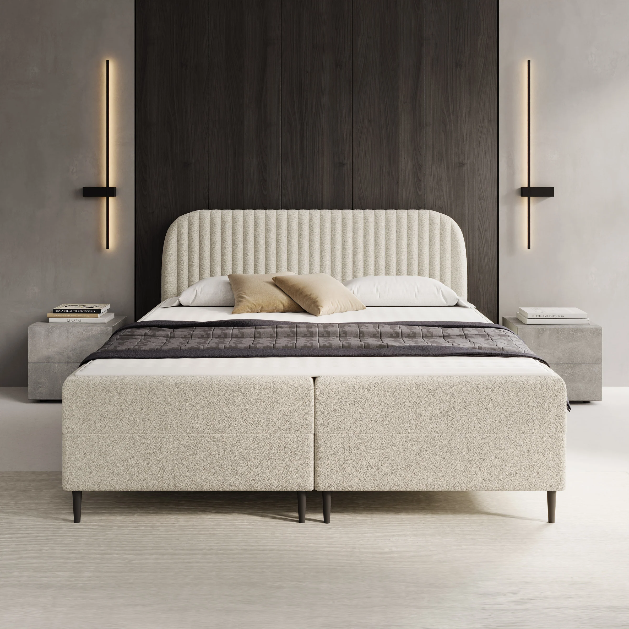 Bosque - Boxspring met opbergruimte - Teddystof beige - 160x200 cm - Image 3