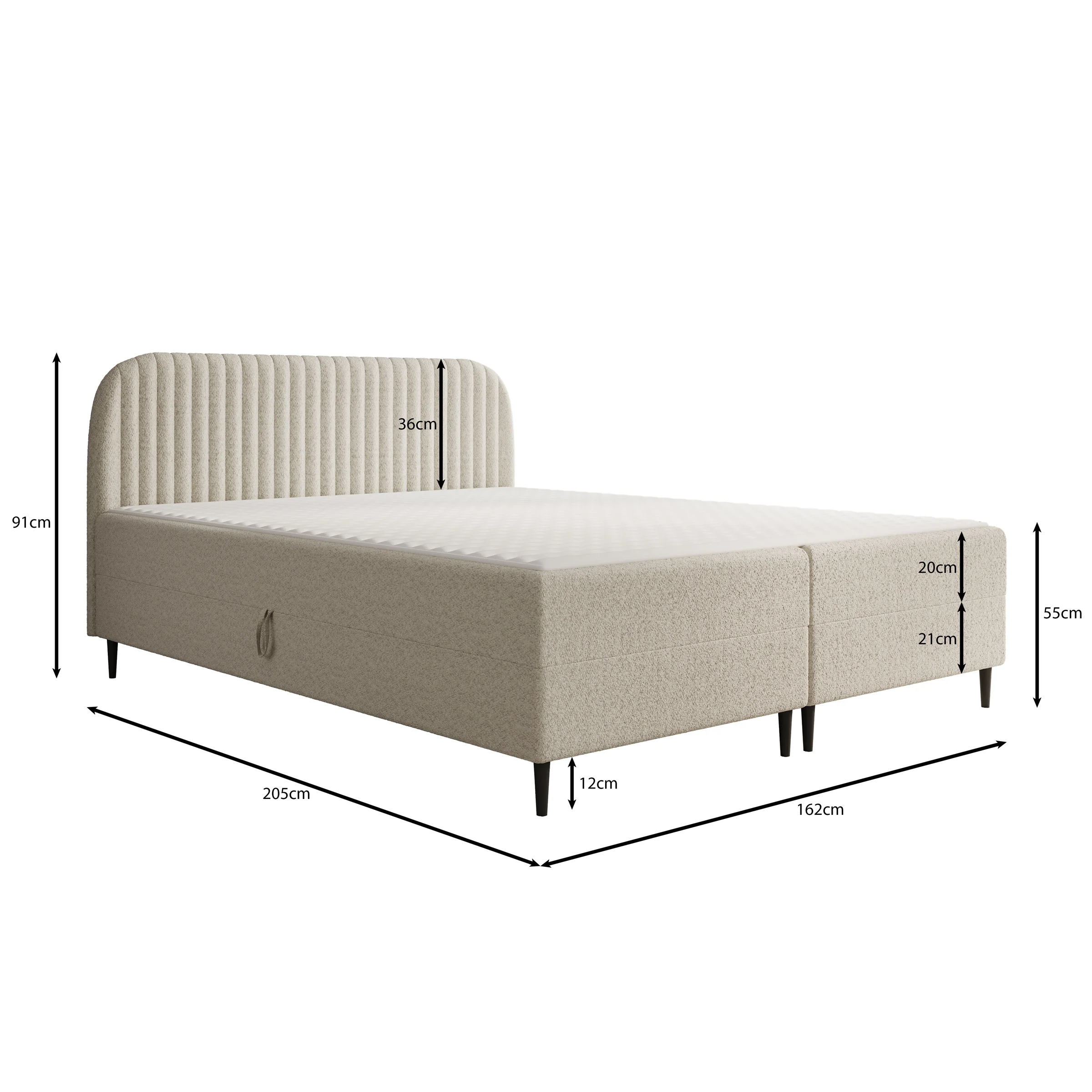 Bosque - Boxspring met opbergruimte - Teddystof beige - 160x200 cm - Image 4