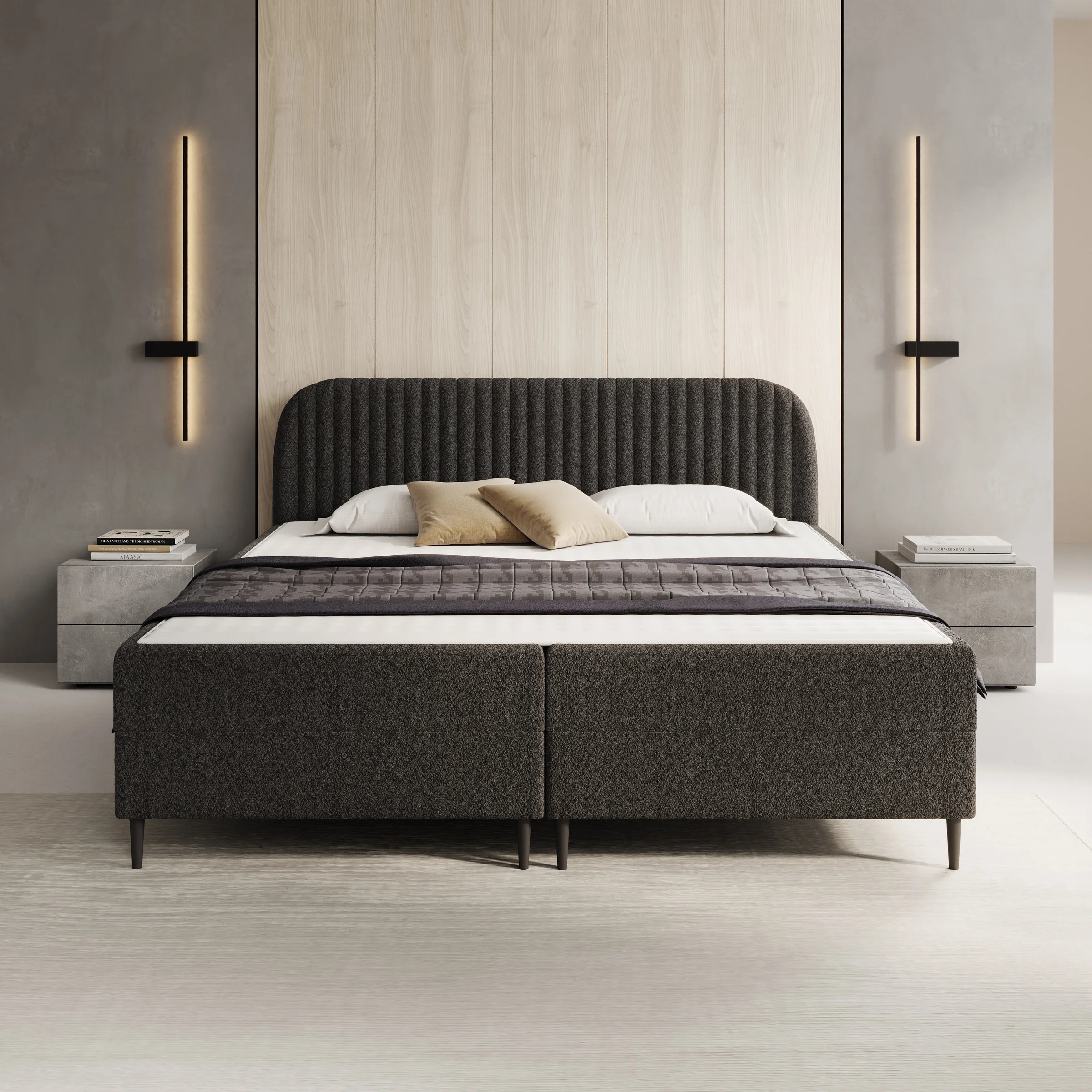Bosque - Boxspring met opbergruimte - Teddystof zwart - 180x200 cm - Image 3