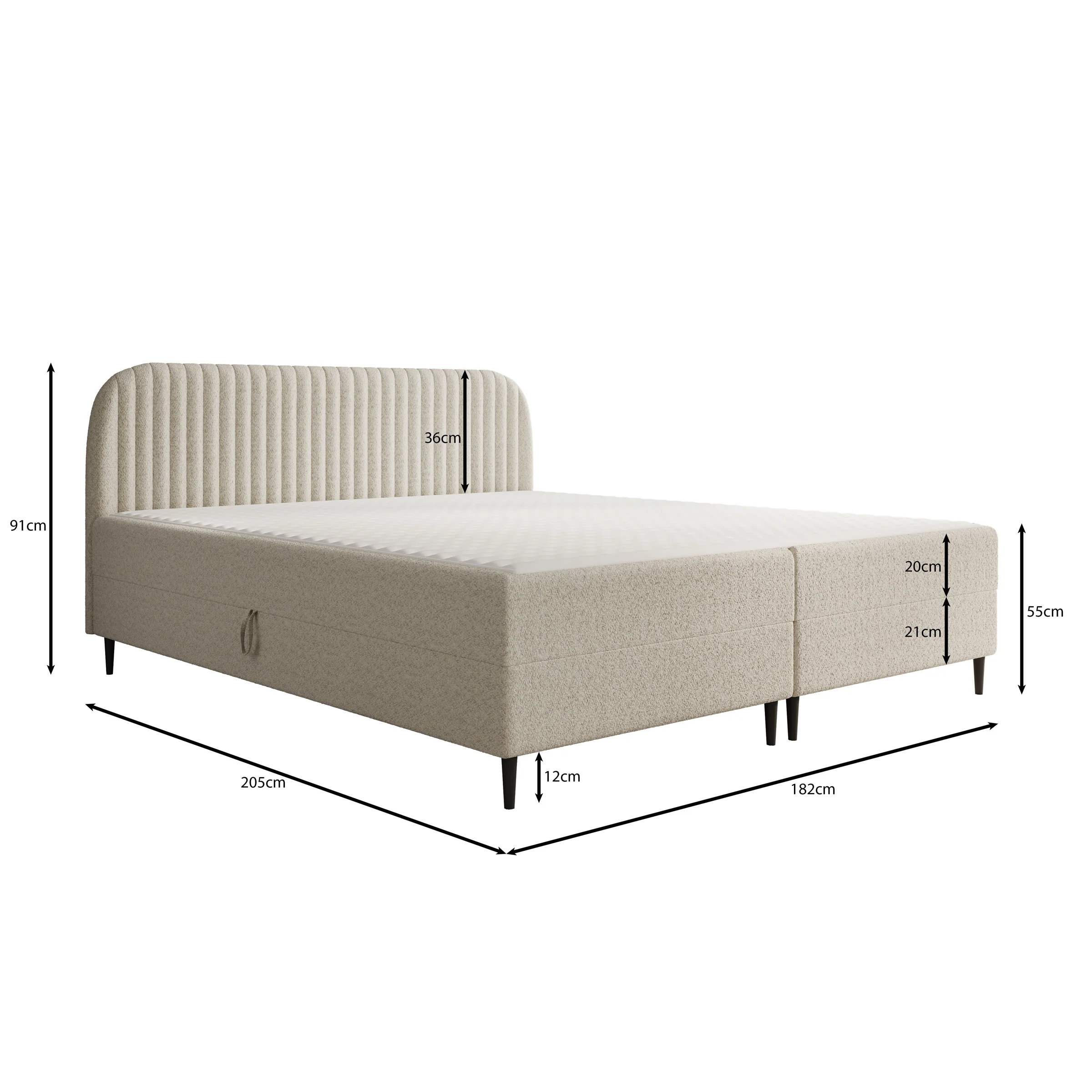 Bosque - Boxspring met opbergruimte - Teddystof zwart - 180x200 cm - Image 4